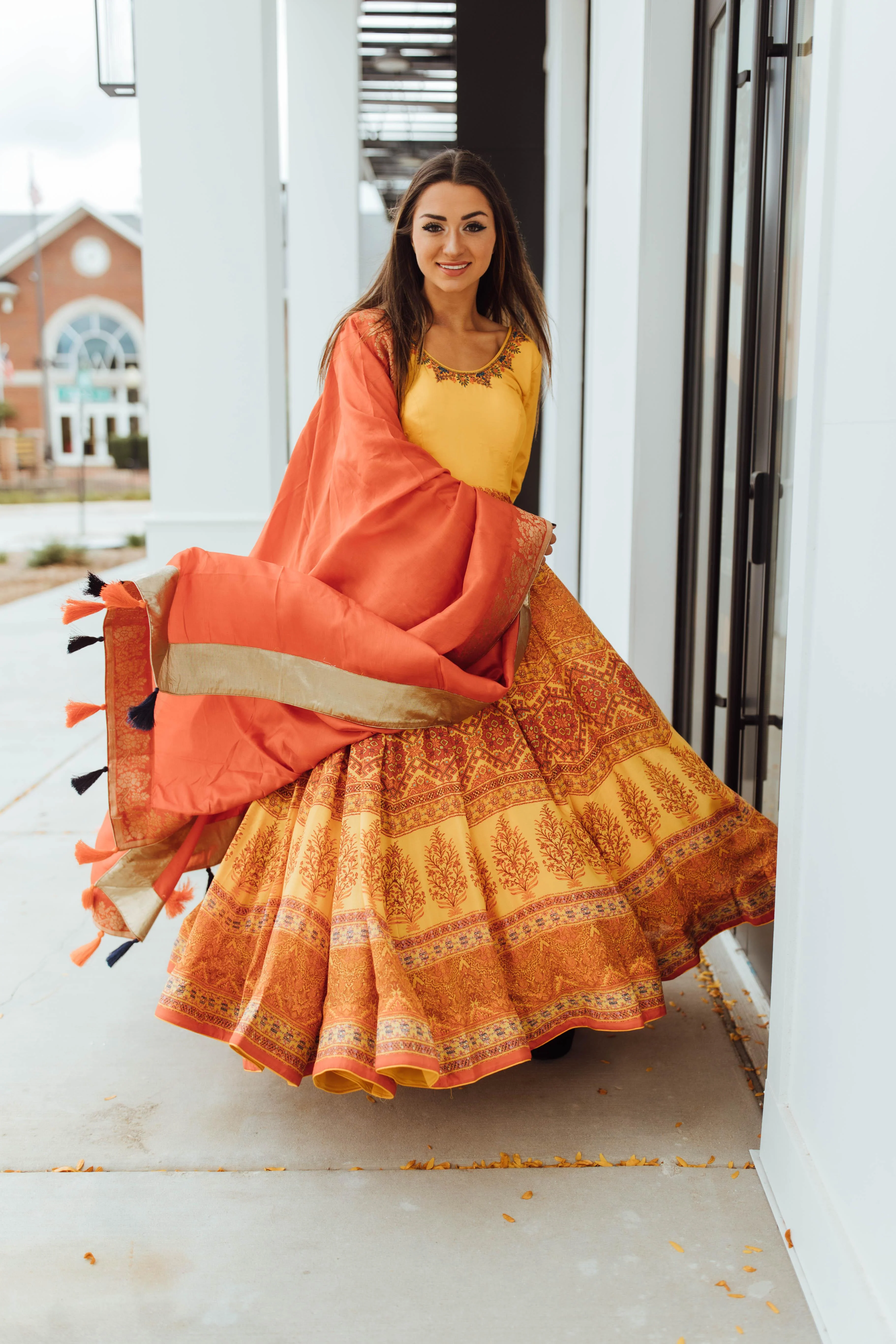 Yellow Chaniya choli with Hand Embroidered Blouse