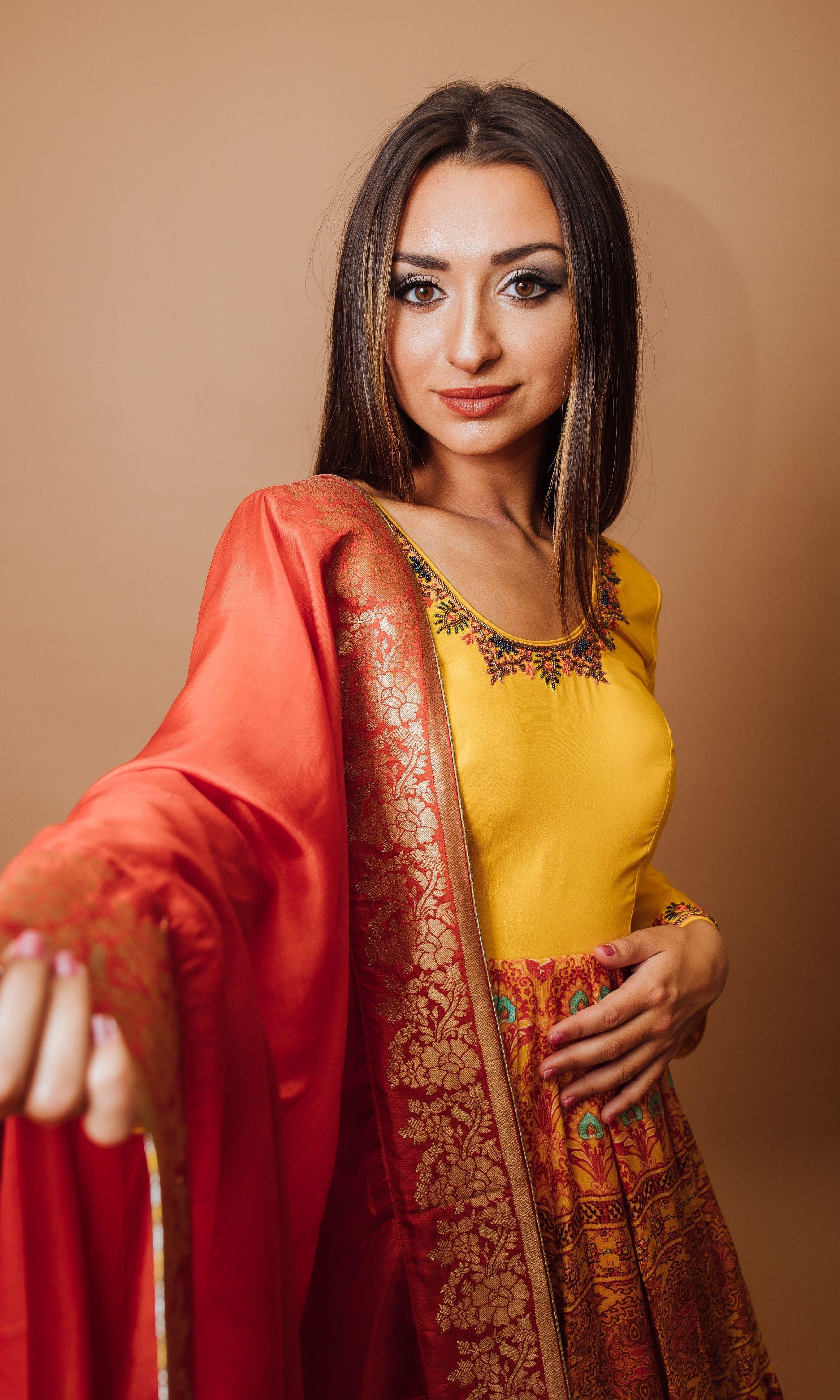 Yellow Silk A-Line Gown - Image 3