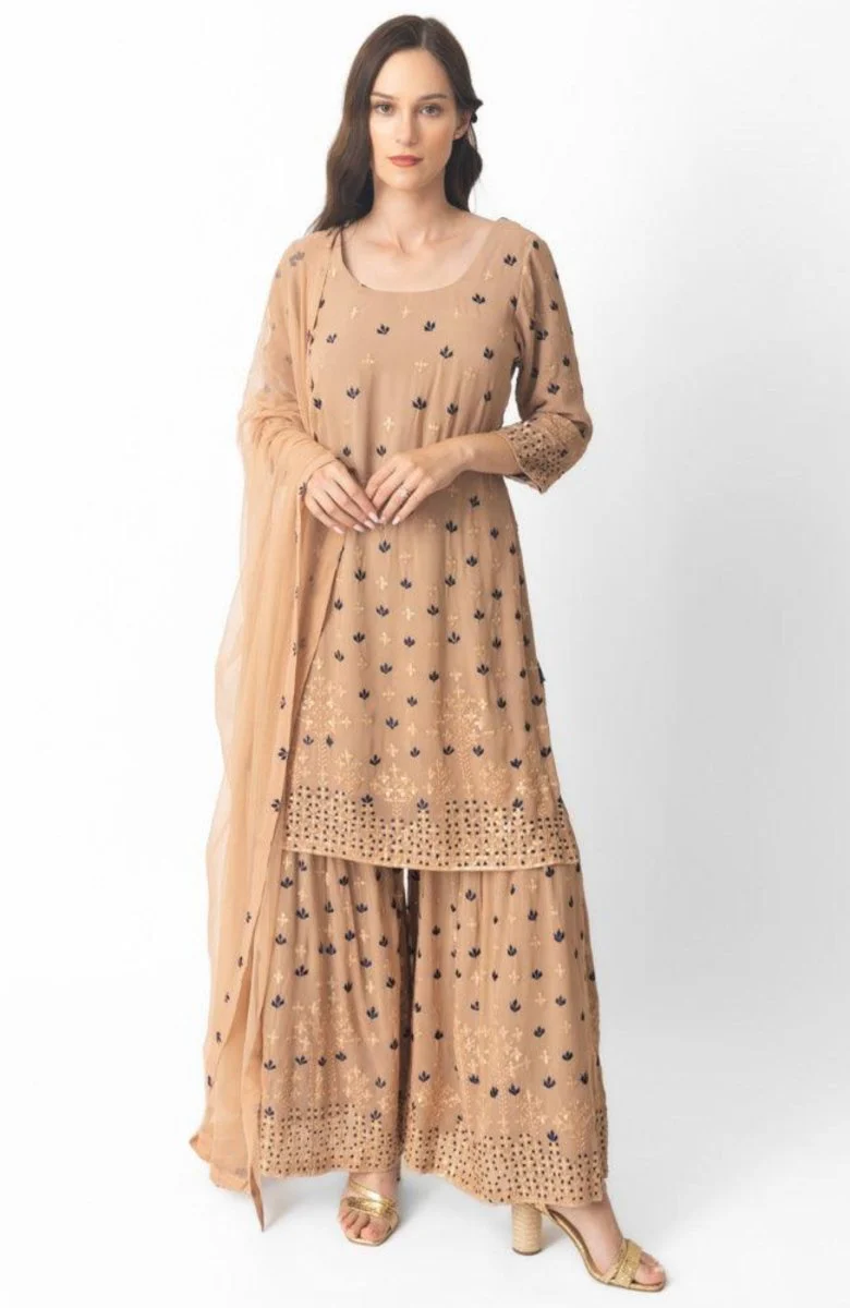 Jemma Flared Palazzo Pantsuit with Dupatta
