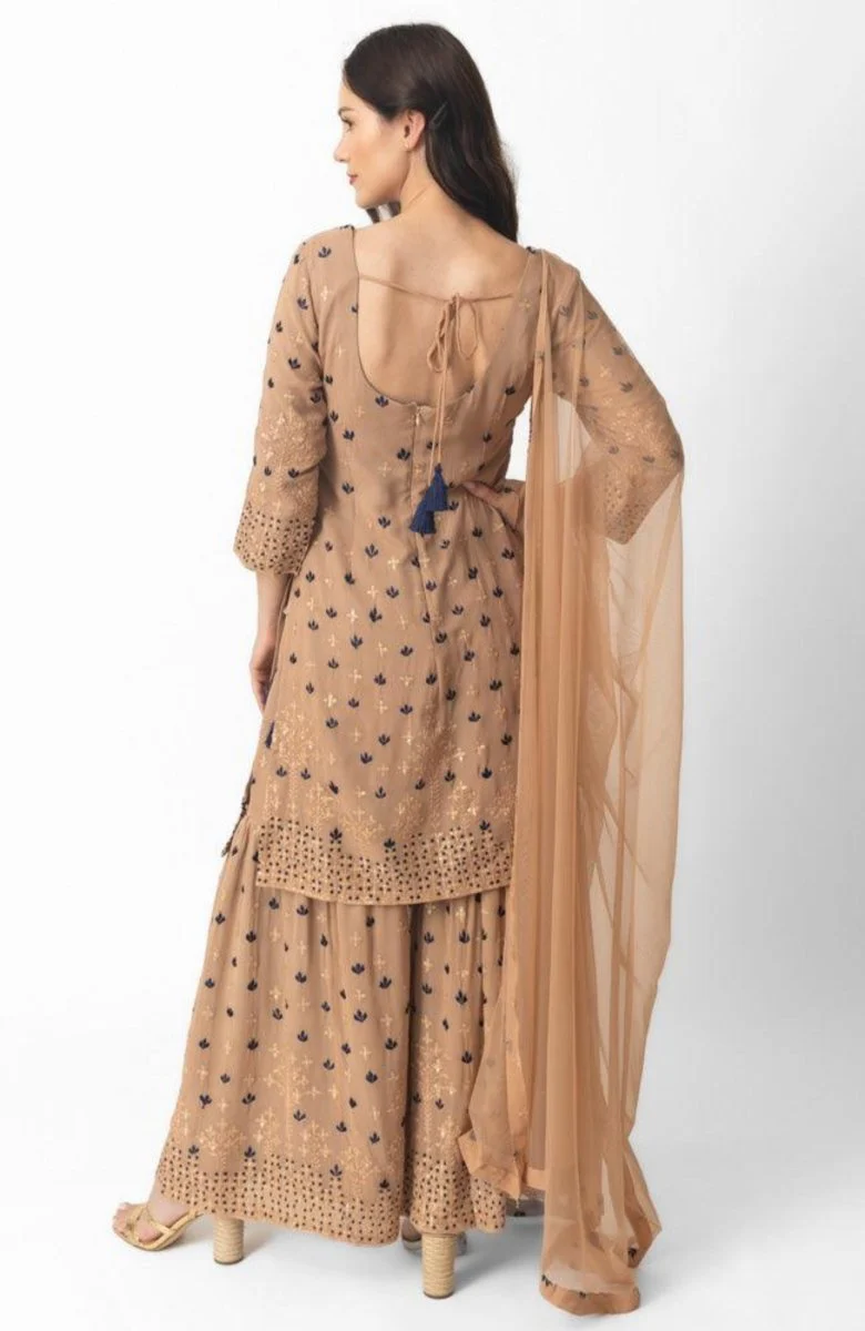 Jemma Flared Palazzo Pantsuit with Dupatta - Image 2