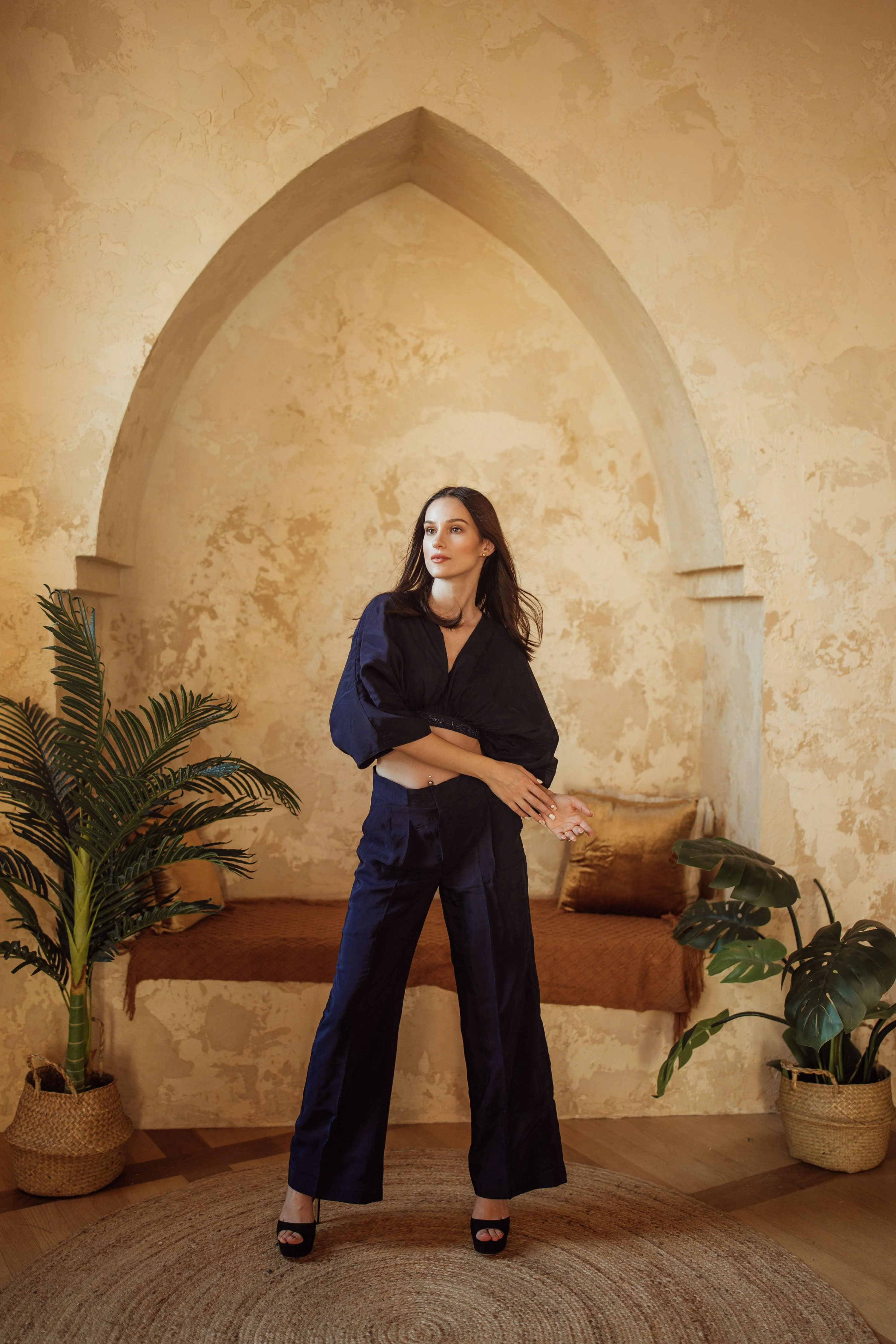 Mikaela Navy Flowy Pantsuit - Image 4