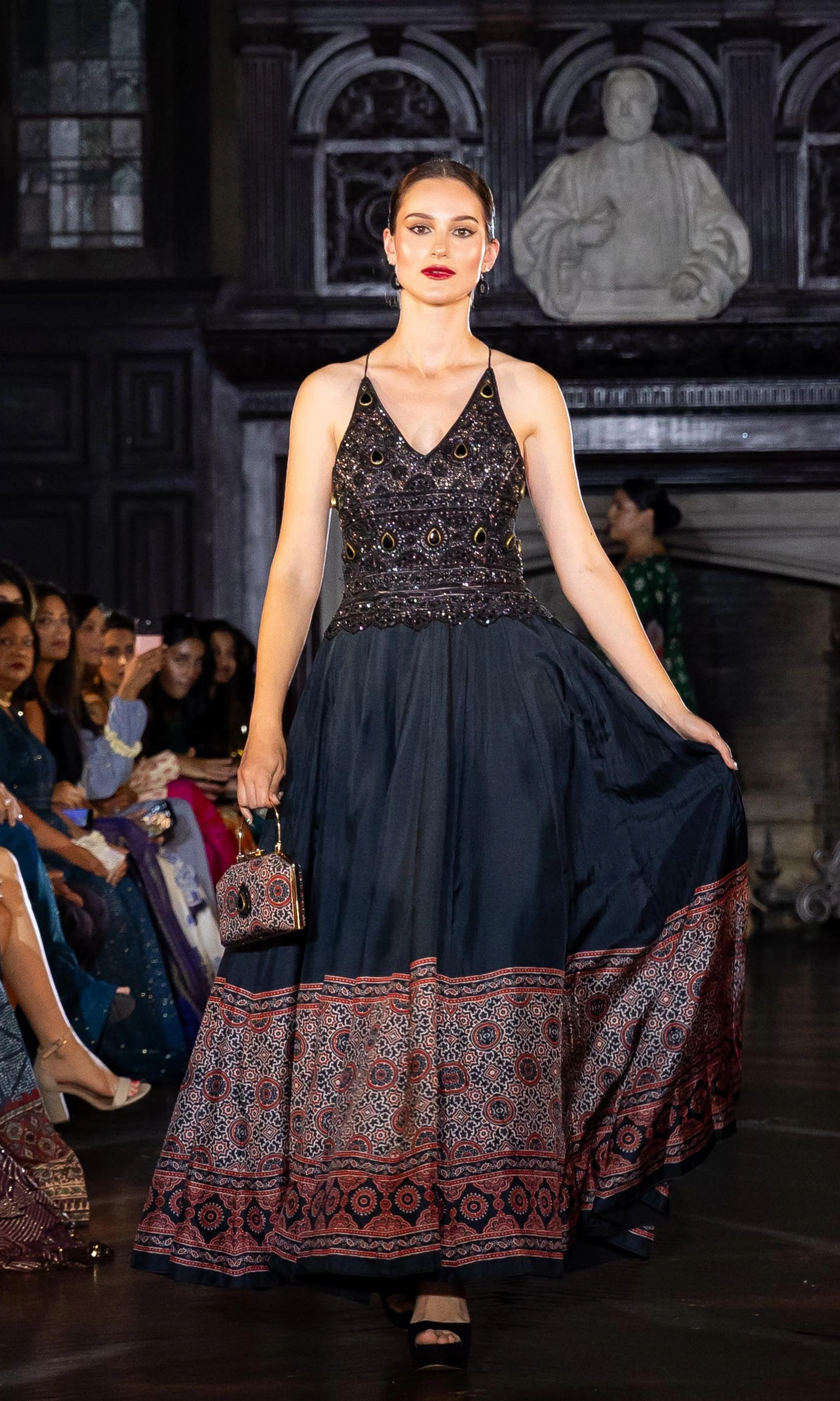 Ajrakh Print Silk Maya Clutch with Jewel Closure - Image 2