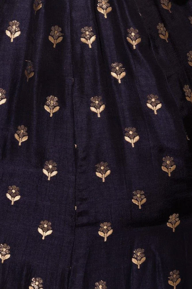 Blue and Gold Gown with Banarasi Border - Image 9