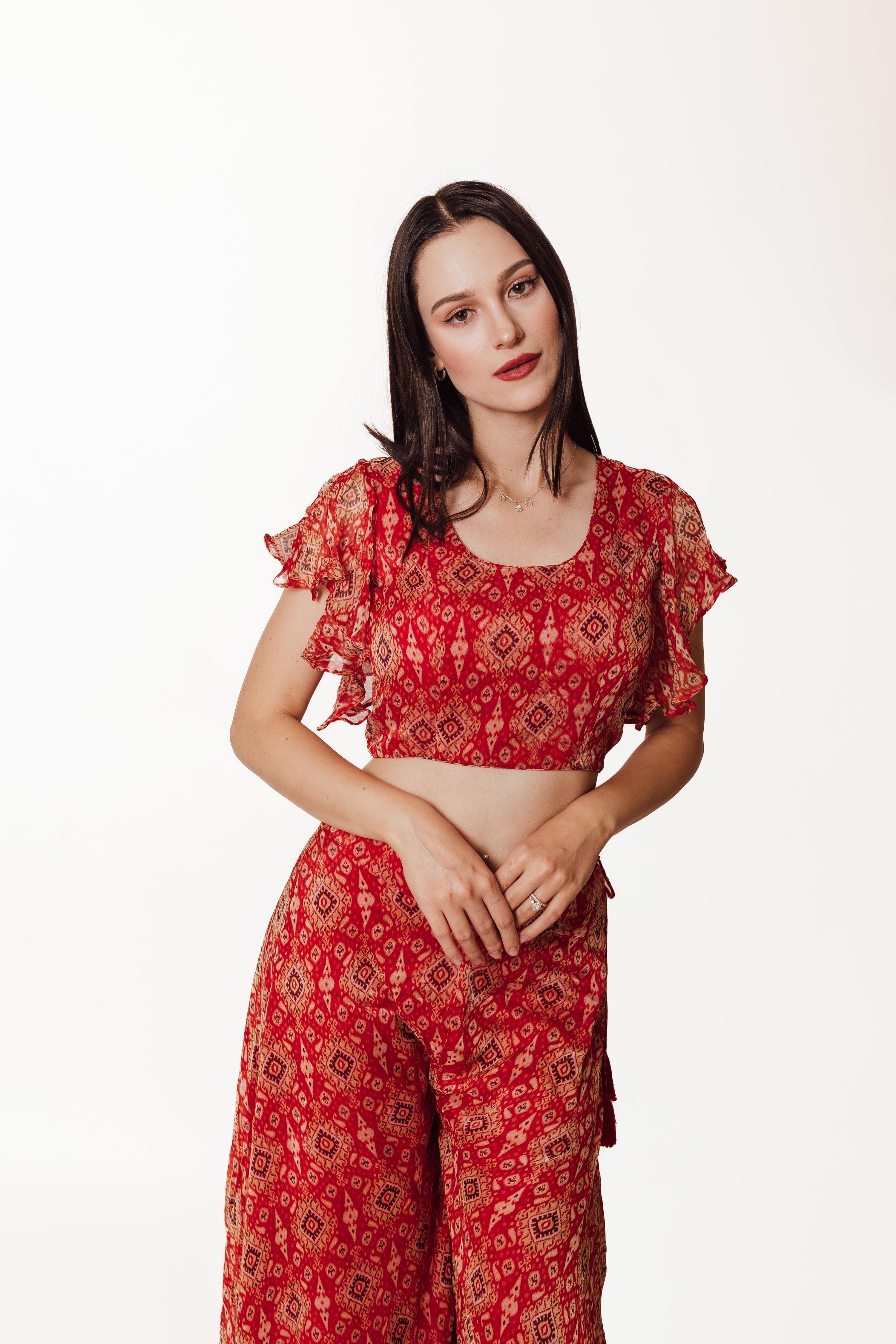 Amara Orange Co-Ord Set with Palazzo Pant - Image 3