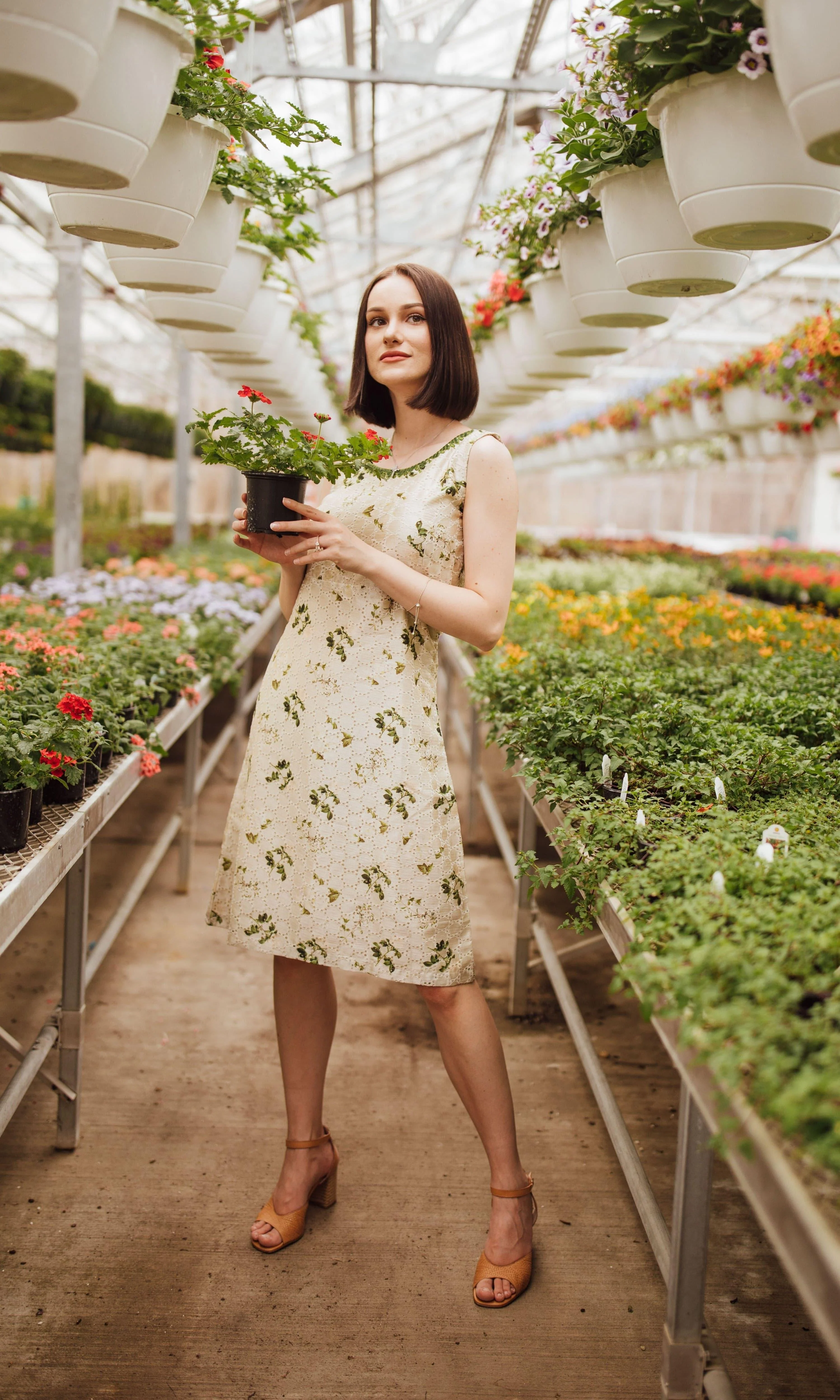 Silk Midi Dress with Eyelet Embroidery - Image 3