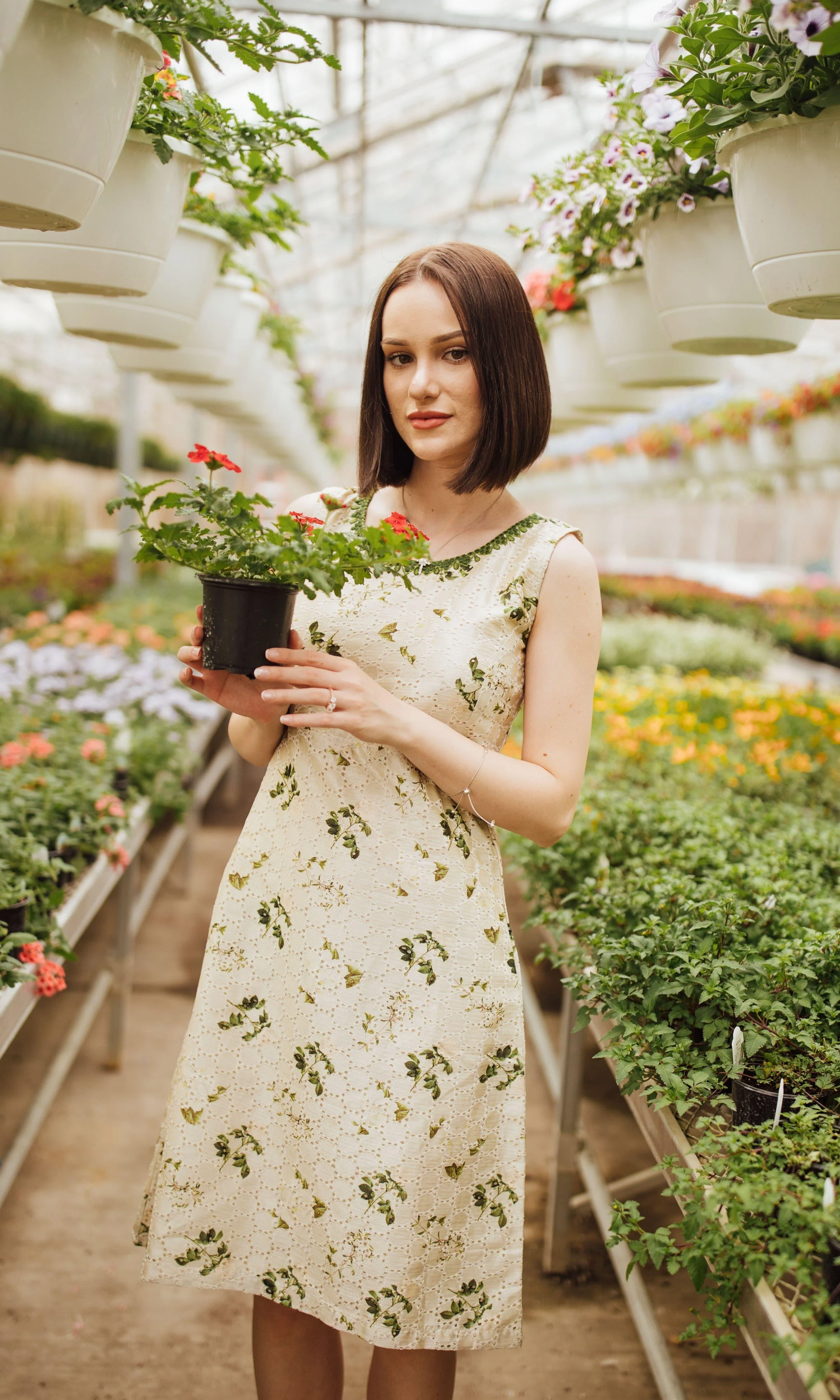 Silk Midi Dress with Eyelet Embroidery - Image 4