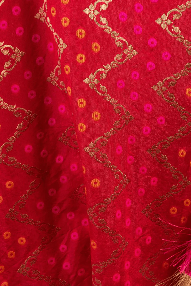 Red Chaniya Choli with Tie-Back Blouse - Image 5