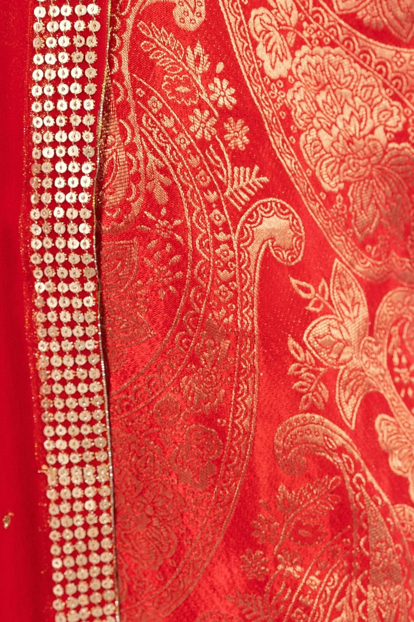Banarasi Silk Red Salwar Kameez - Image 3