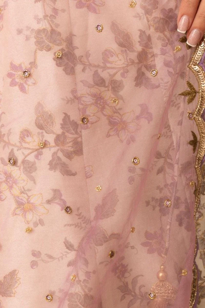 Beige Floral Lehenga Choli with Mirror Work - Ready-to-Ship Designer Wedding Wear USA - Image 6