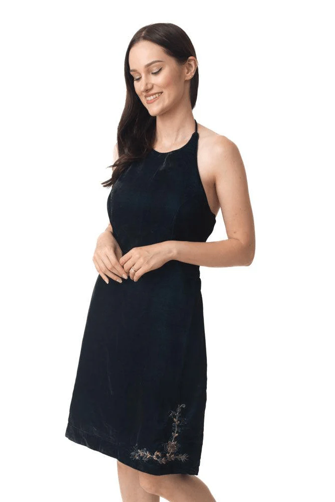 Halter Velvet Mini Dress - Image 4