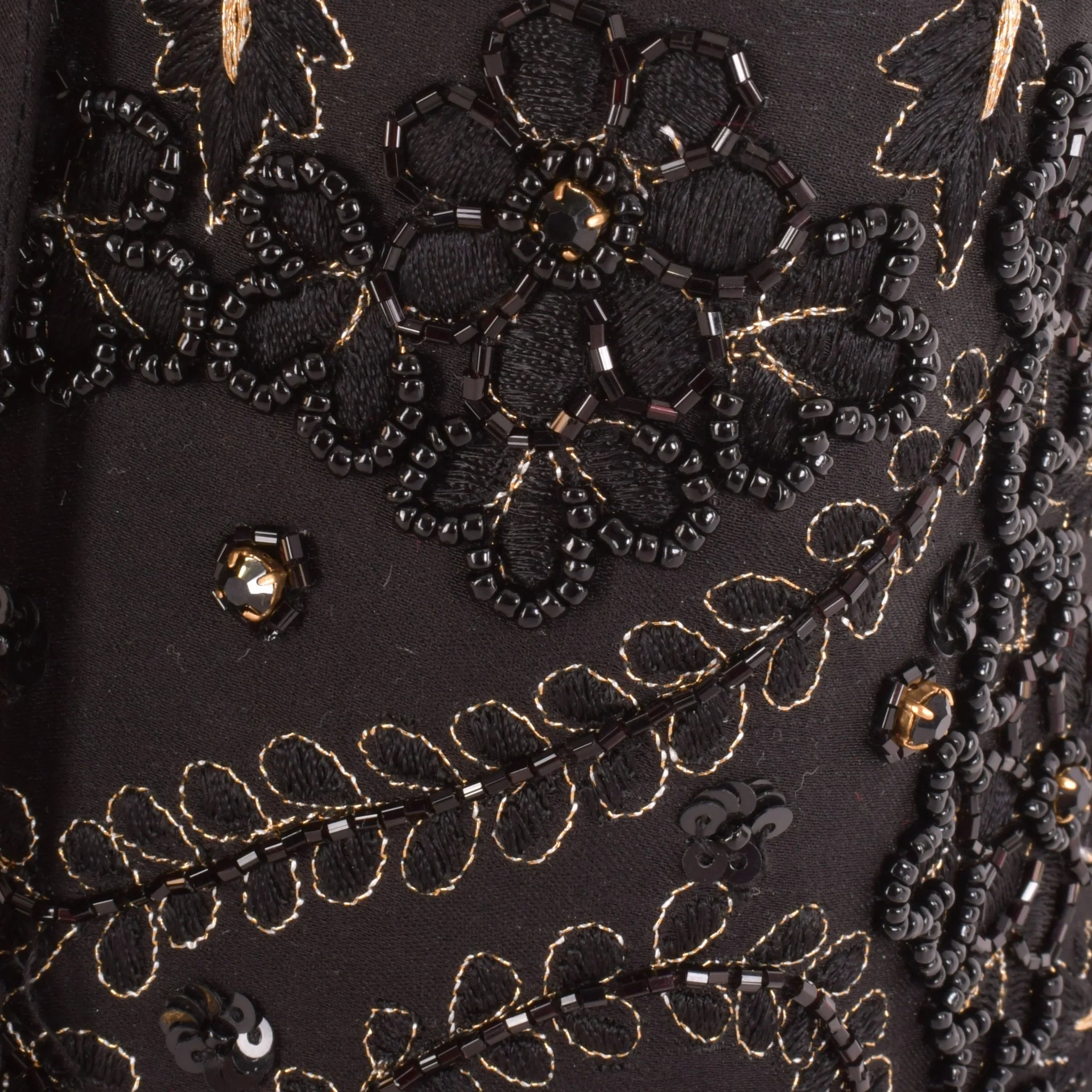 Aria Black & Gold Embroidered Bucket Bag - Image 3