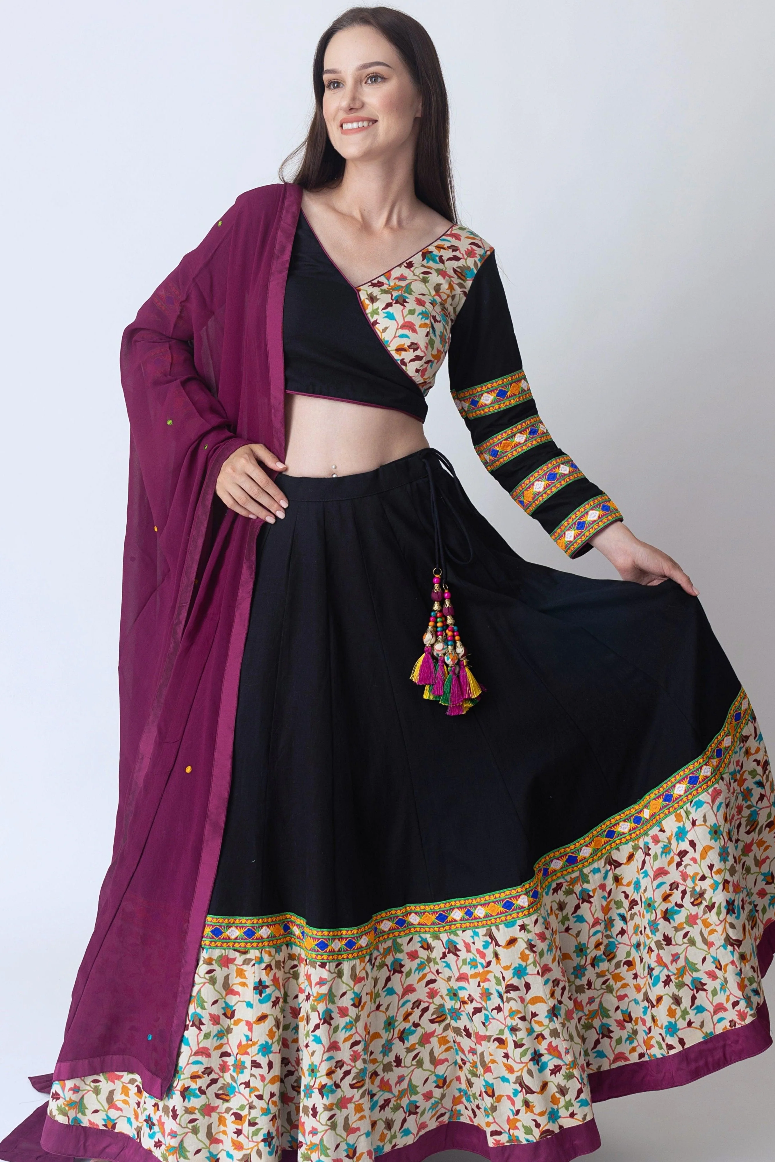 Black Cotton Chaniya Choli Set