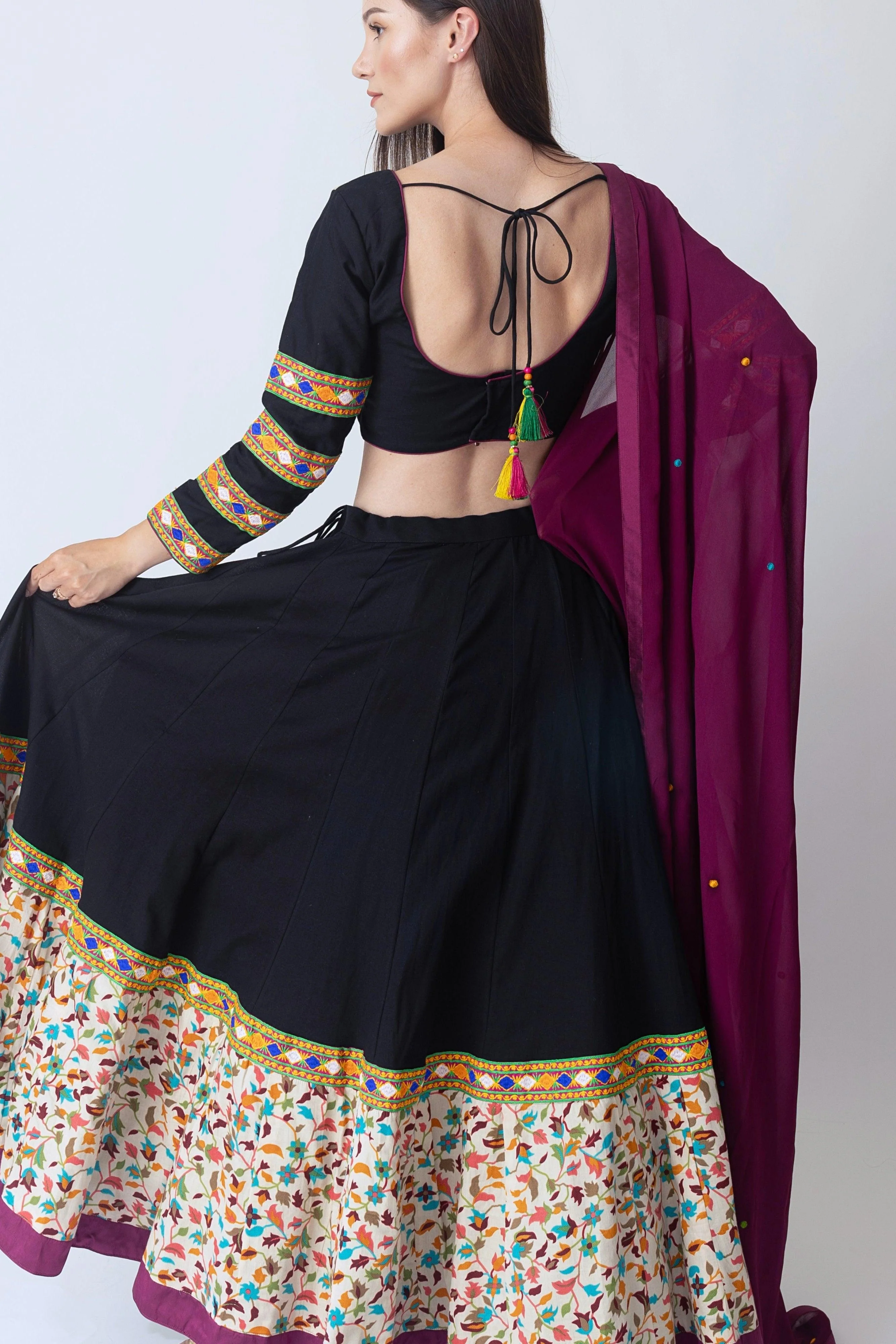 Black Cotton Chaniya Choli Set - Image 2