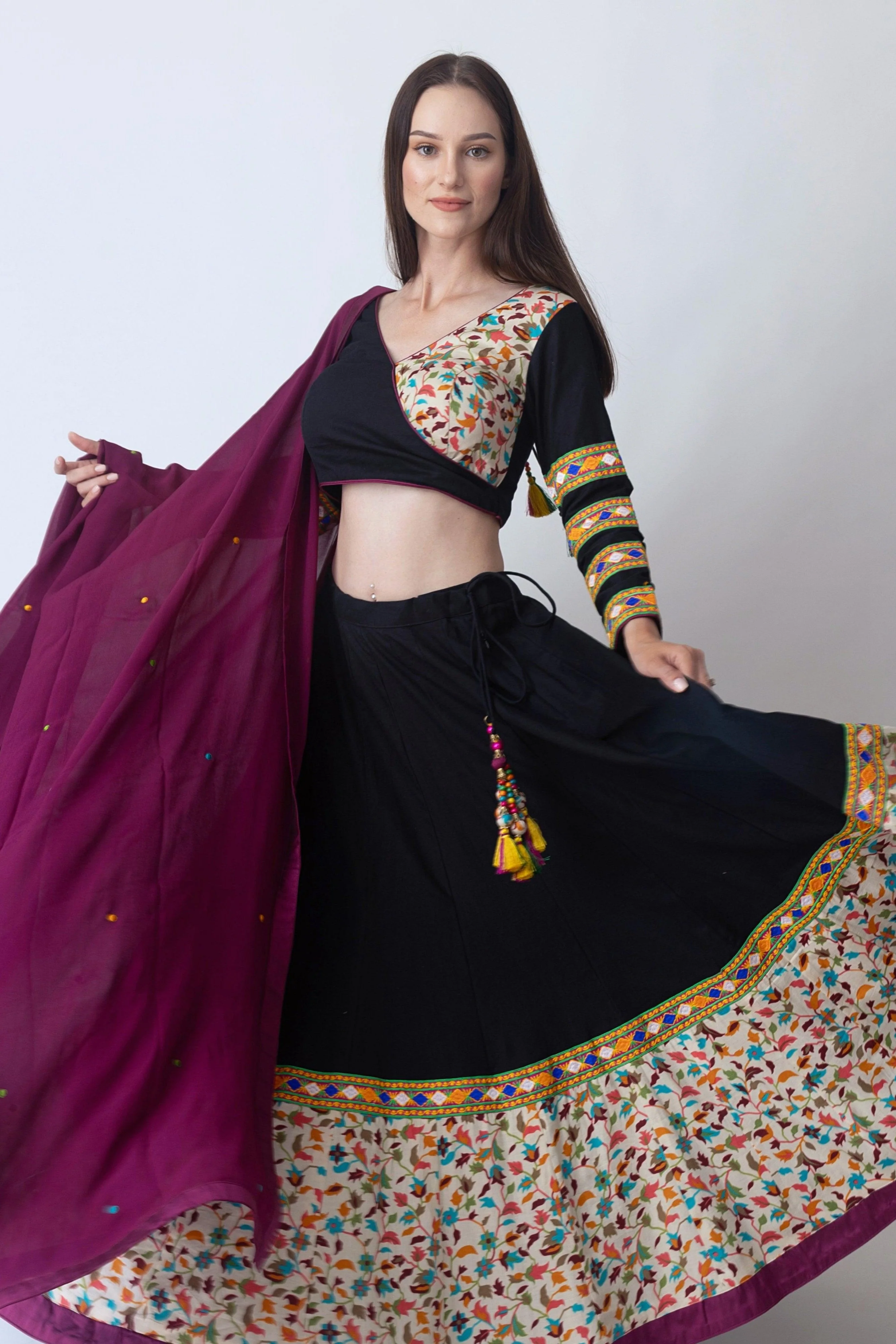 Black Cotton Chaniya Choli Set - Image 4