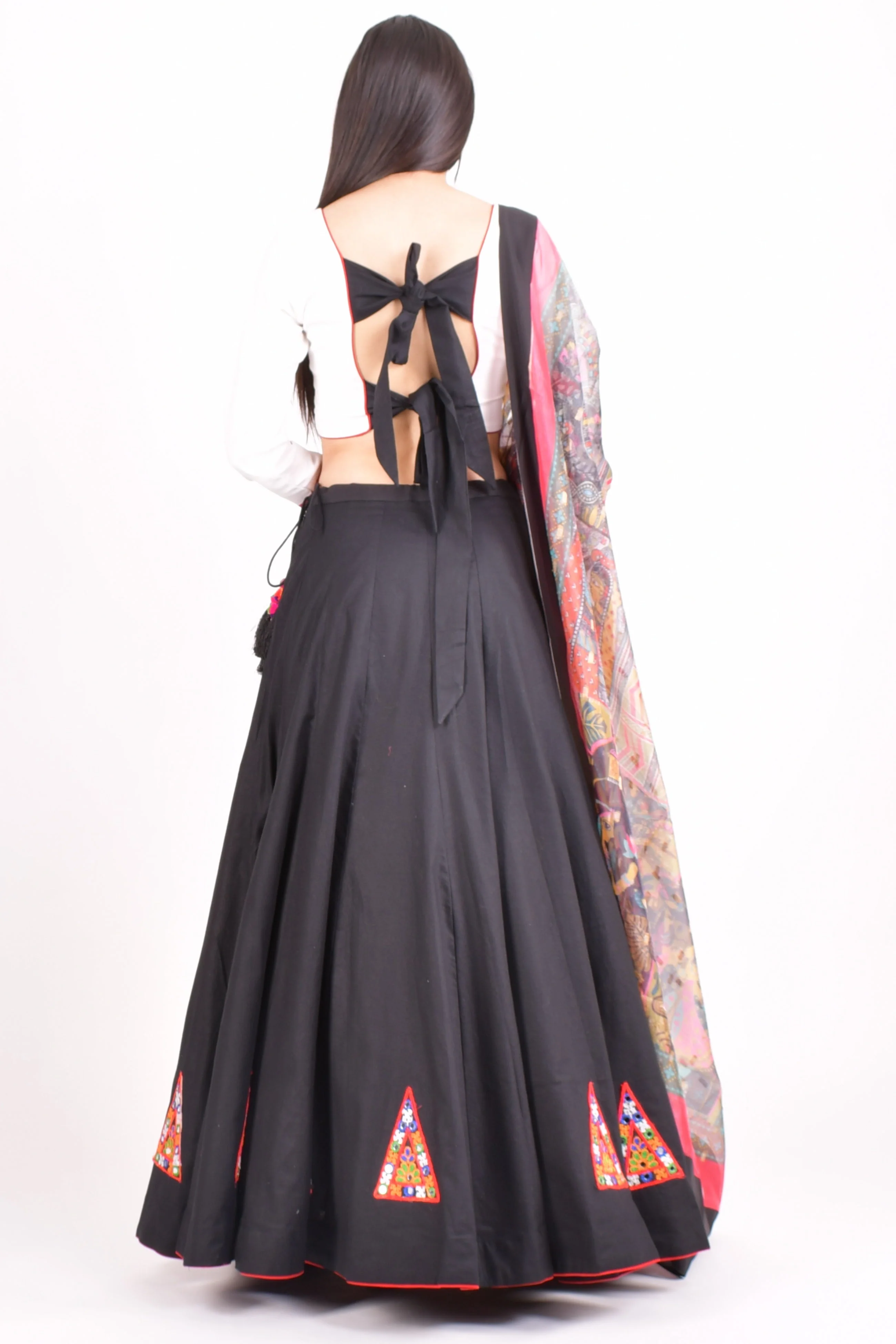 Cotton Black Chaniya choli With Multi Color Dupatta - Image 2