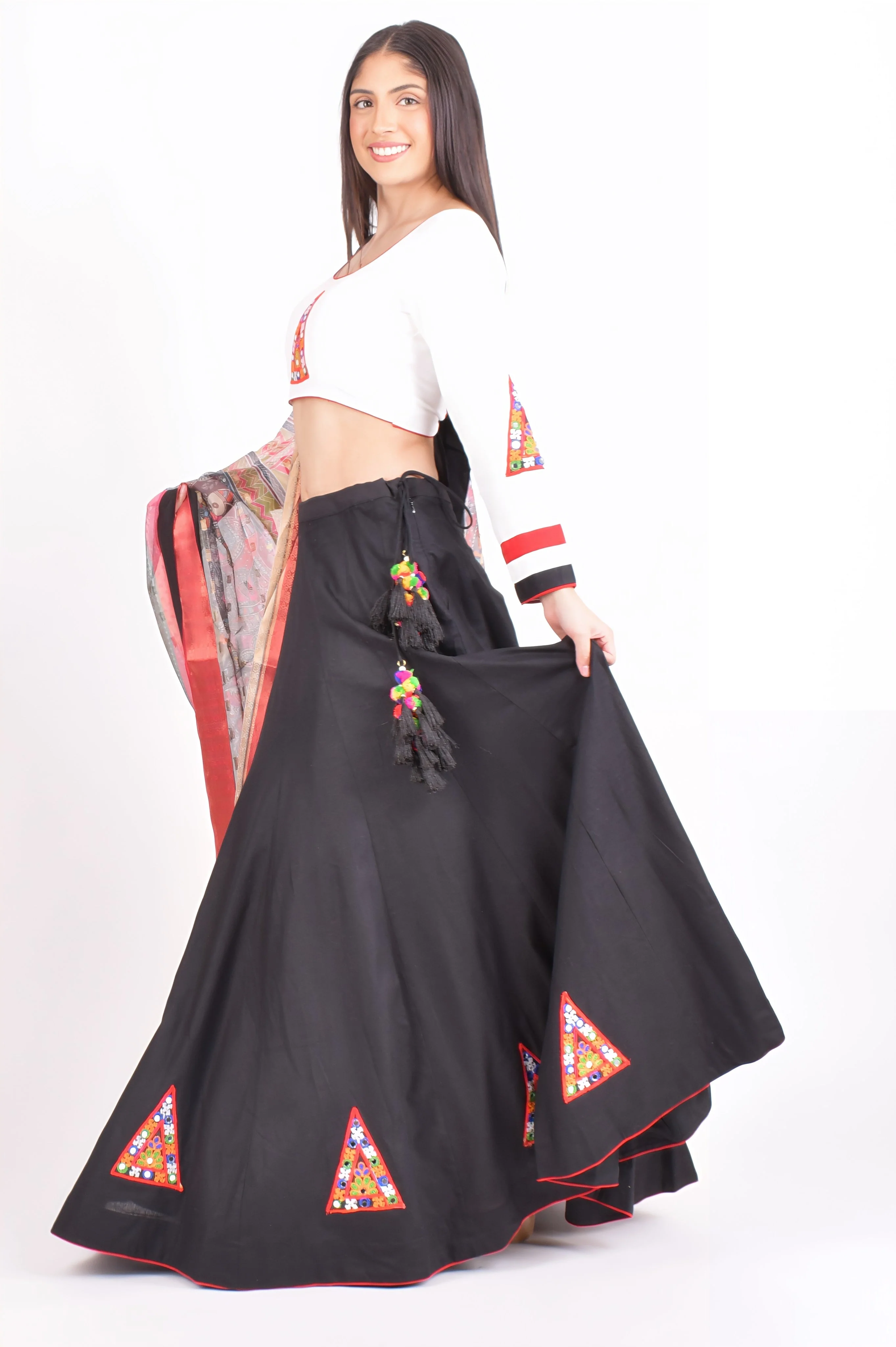 Cotton Black Chaniya choli With Multi Color Dupatta - Image 4