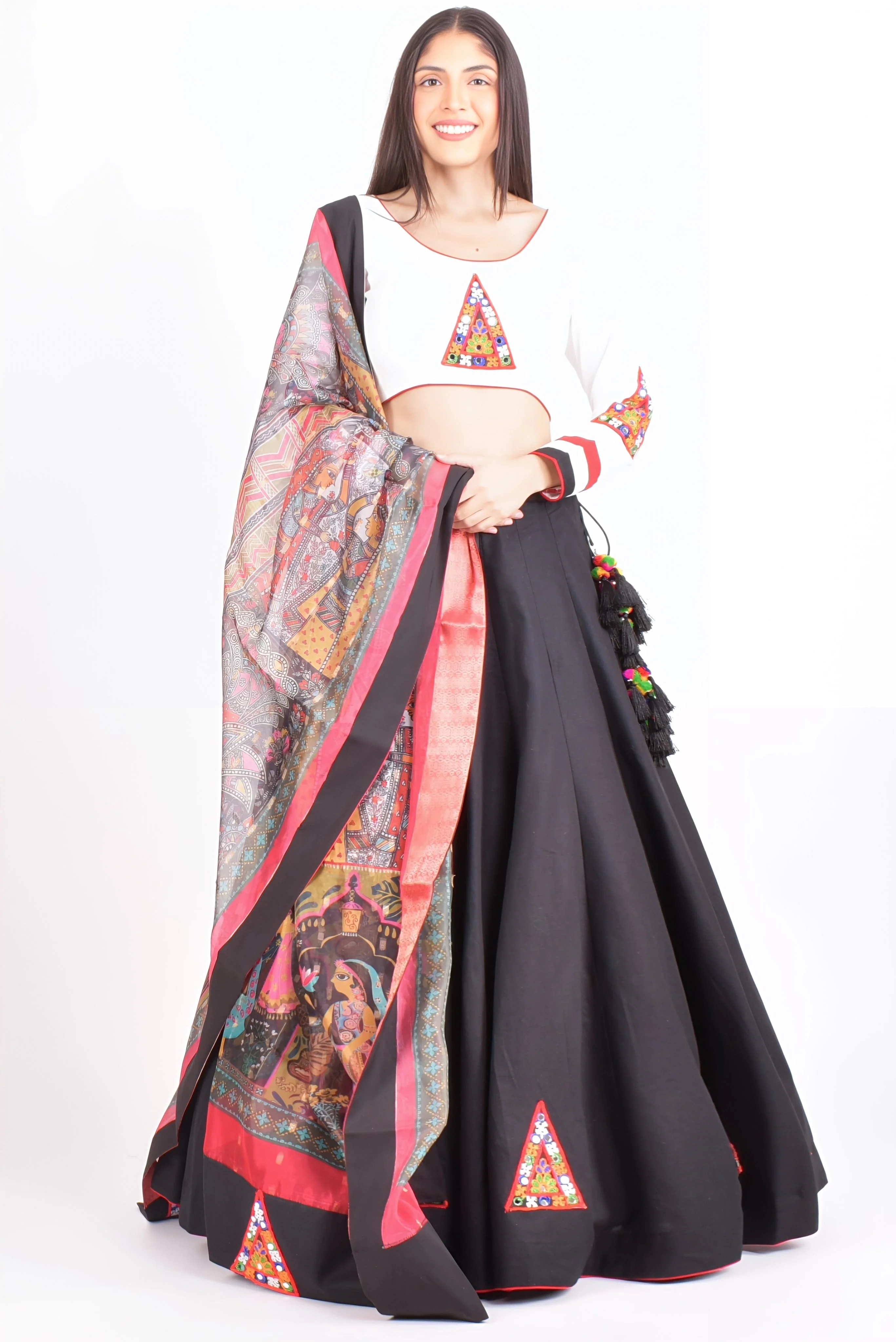 Cotton Black Chaniya choli With Multi Color Dupatta - Image 5