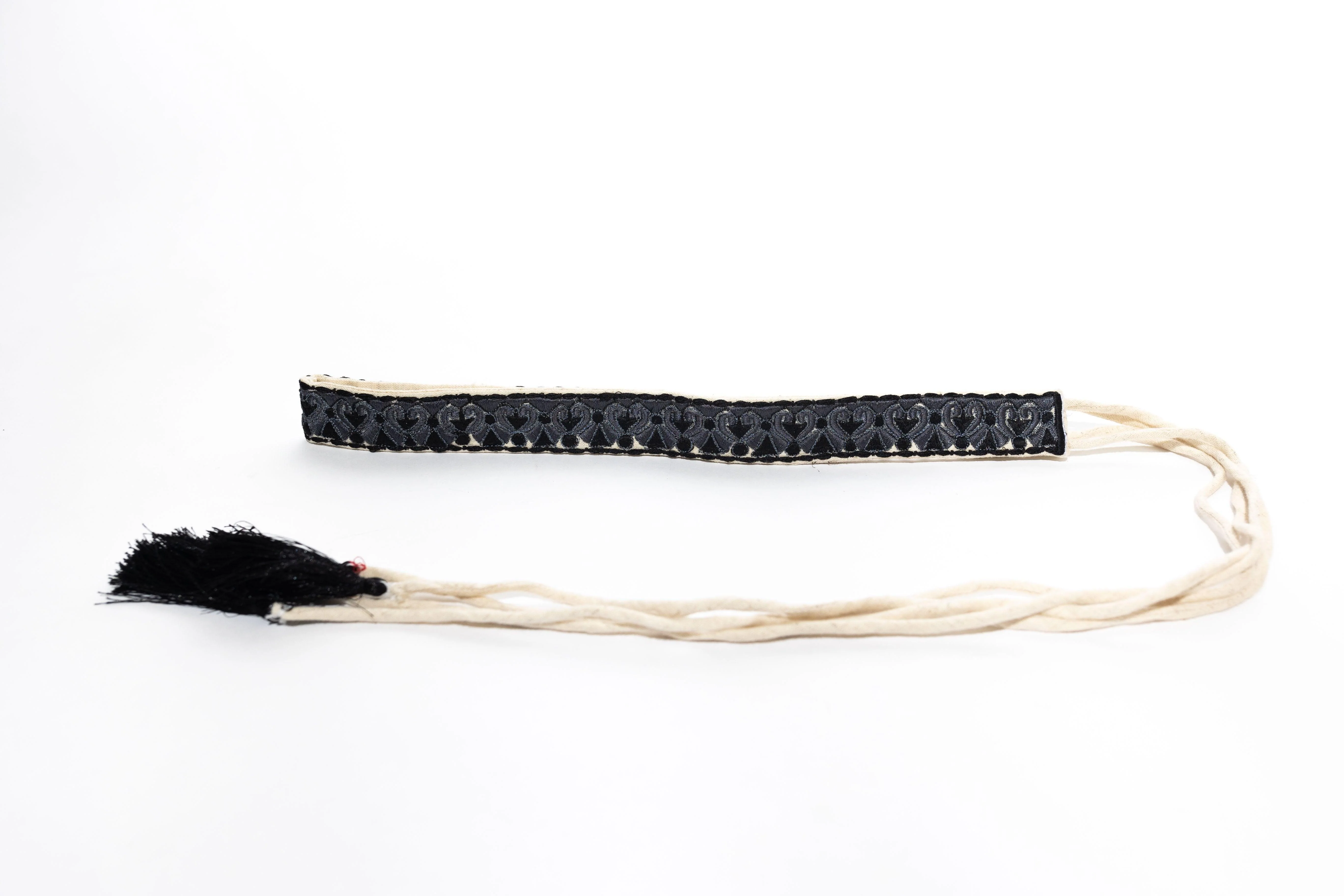 Black Crystal Chain Embroidered Kamarband | Indian Waist Belt - Image 2