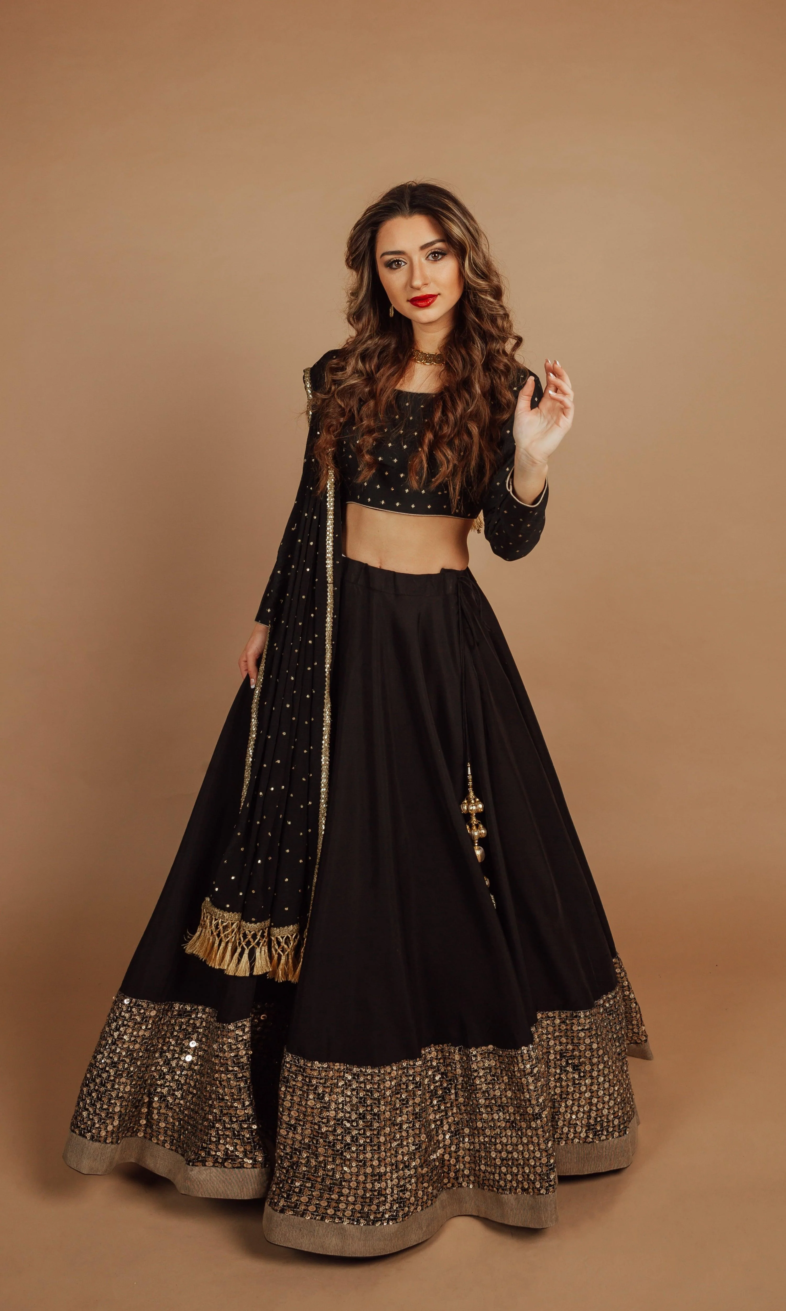 Timeless Black Lehenga Choli With Sequins Embroidery - Image 4