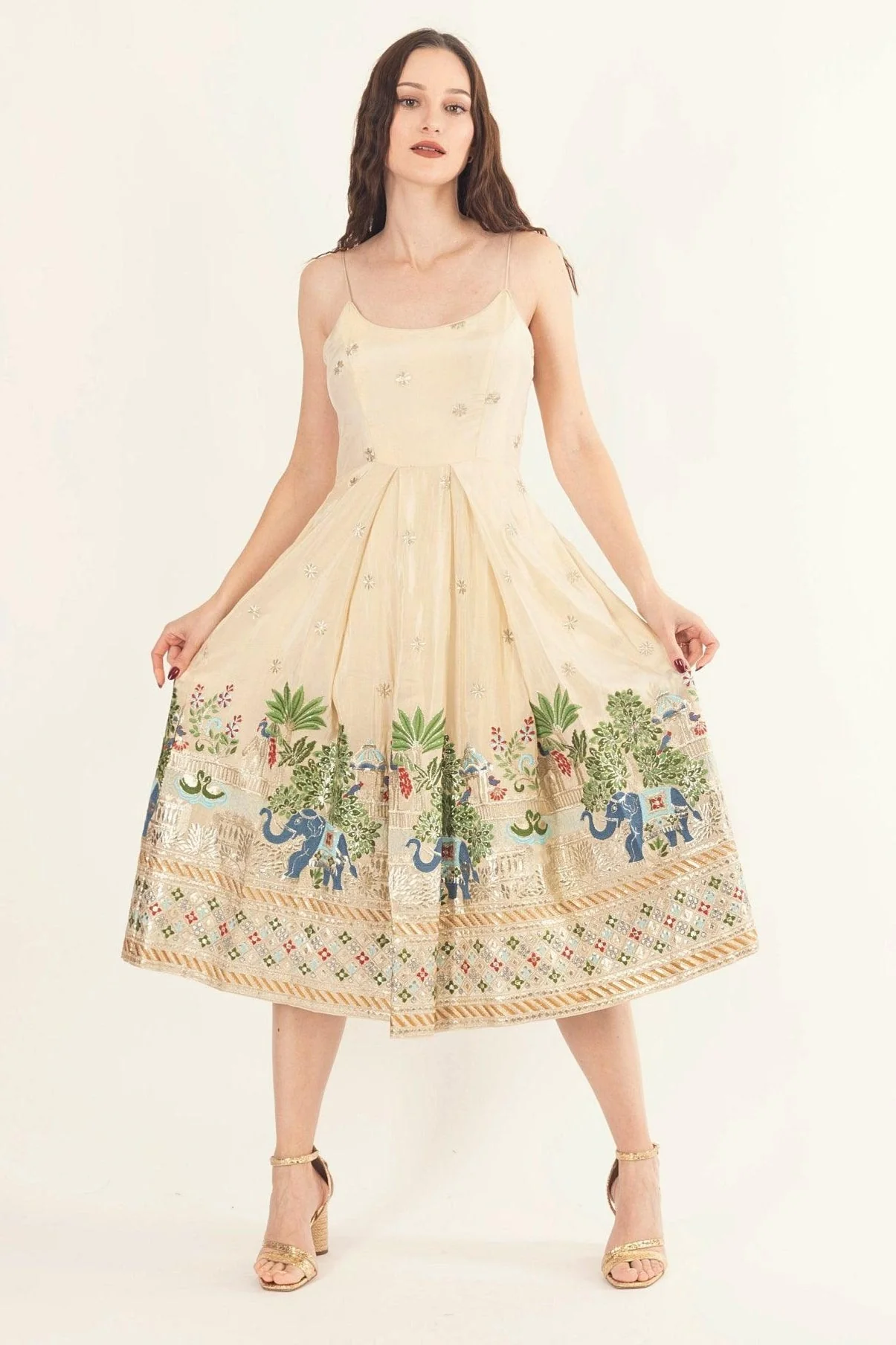 Beige Midi Dress with Embroidery - Image 5