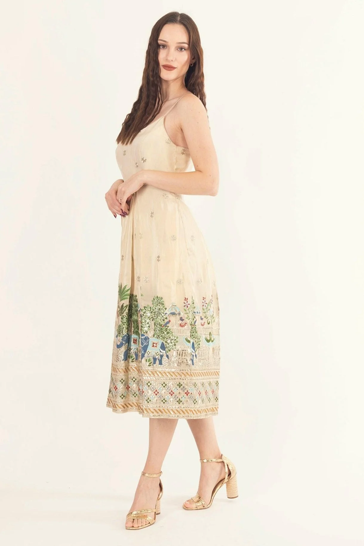 Beige Midi Dress with Embroidery - Image 6