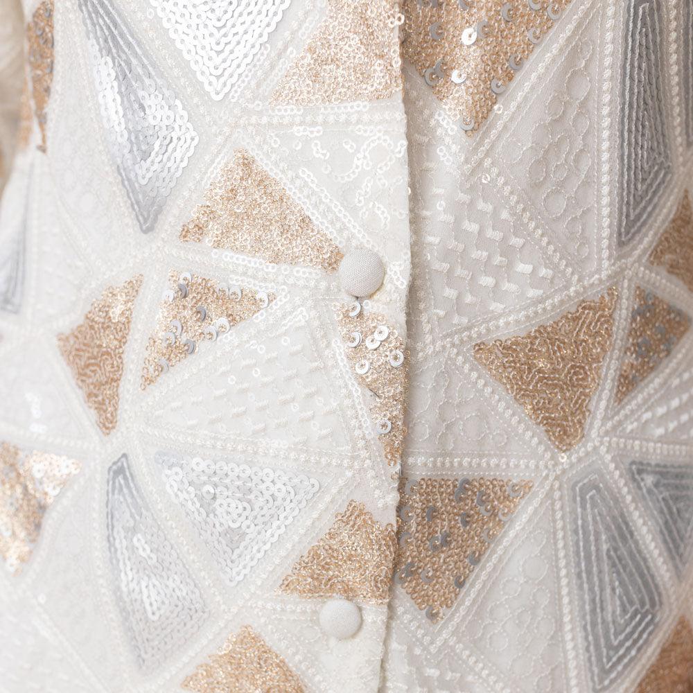Blazer Dress with All over Gold and Silver Sequins Work - Image 3