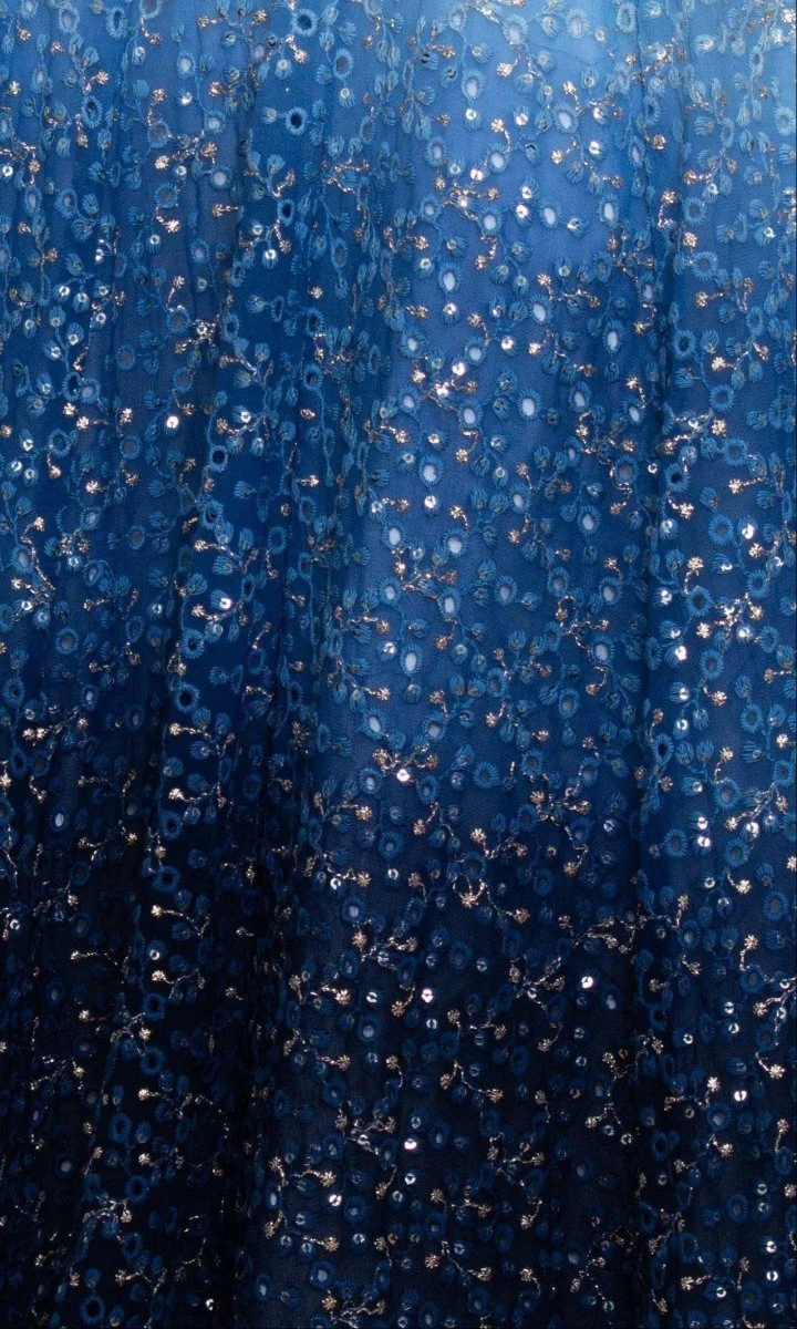 Blue Shaded Lehenga with Heavily Embroidered Blouse - Image 6