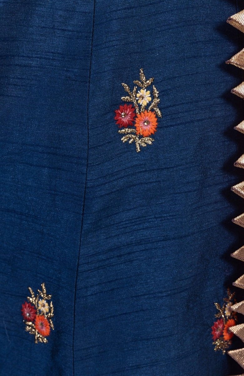 Vespera Blue Lehenga Choli with Embroidered Blouse - Image 6