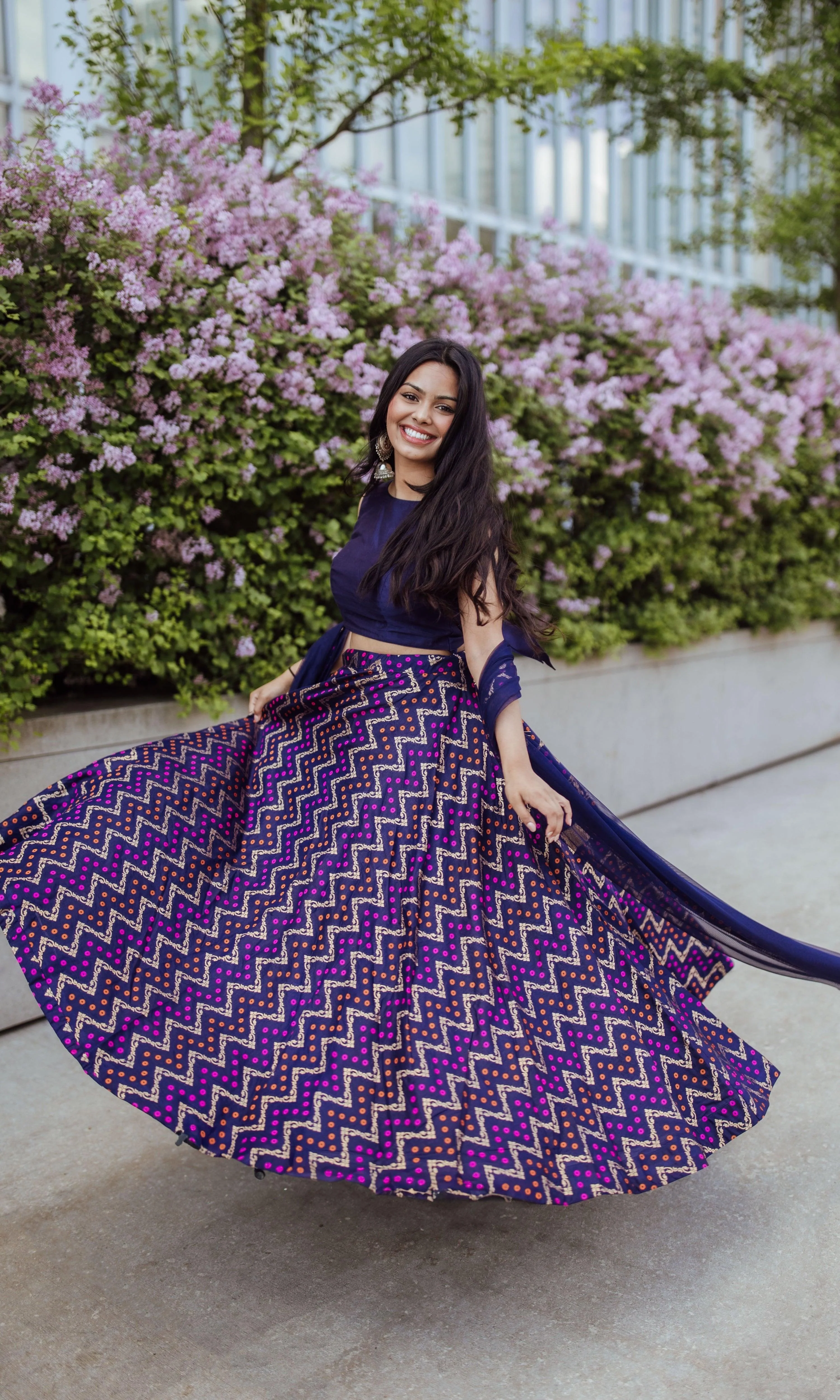 Blue Silk Jacquard Lehenga Choli Set - Image 3
