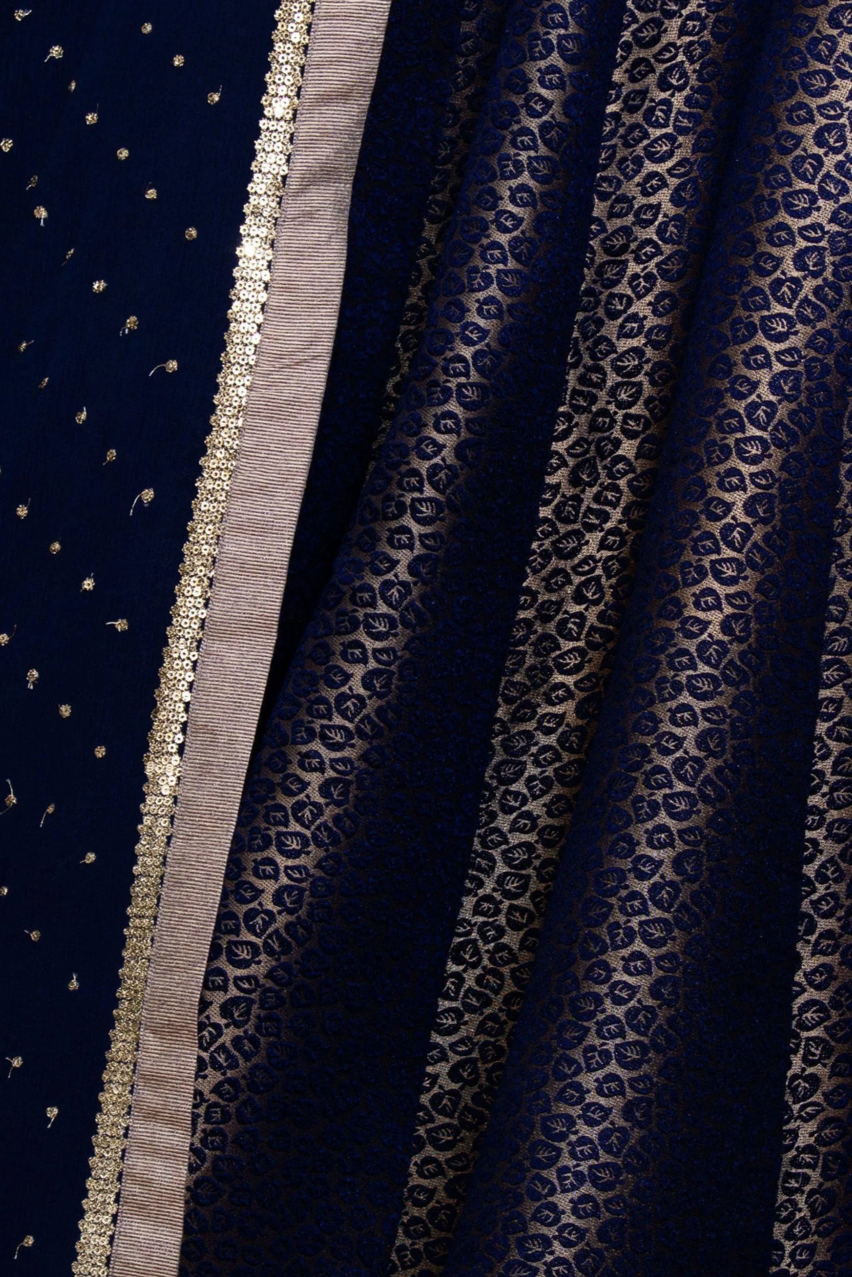 Navy Lehenga with Hand Embroidered Blouse - Image 6