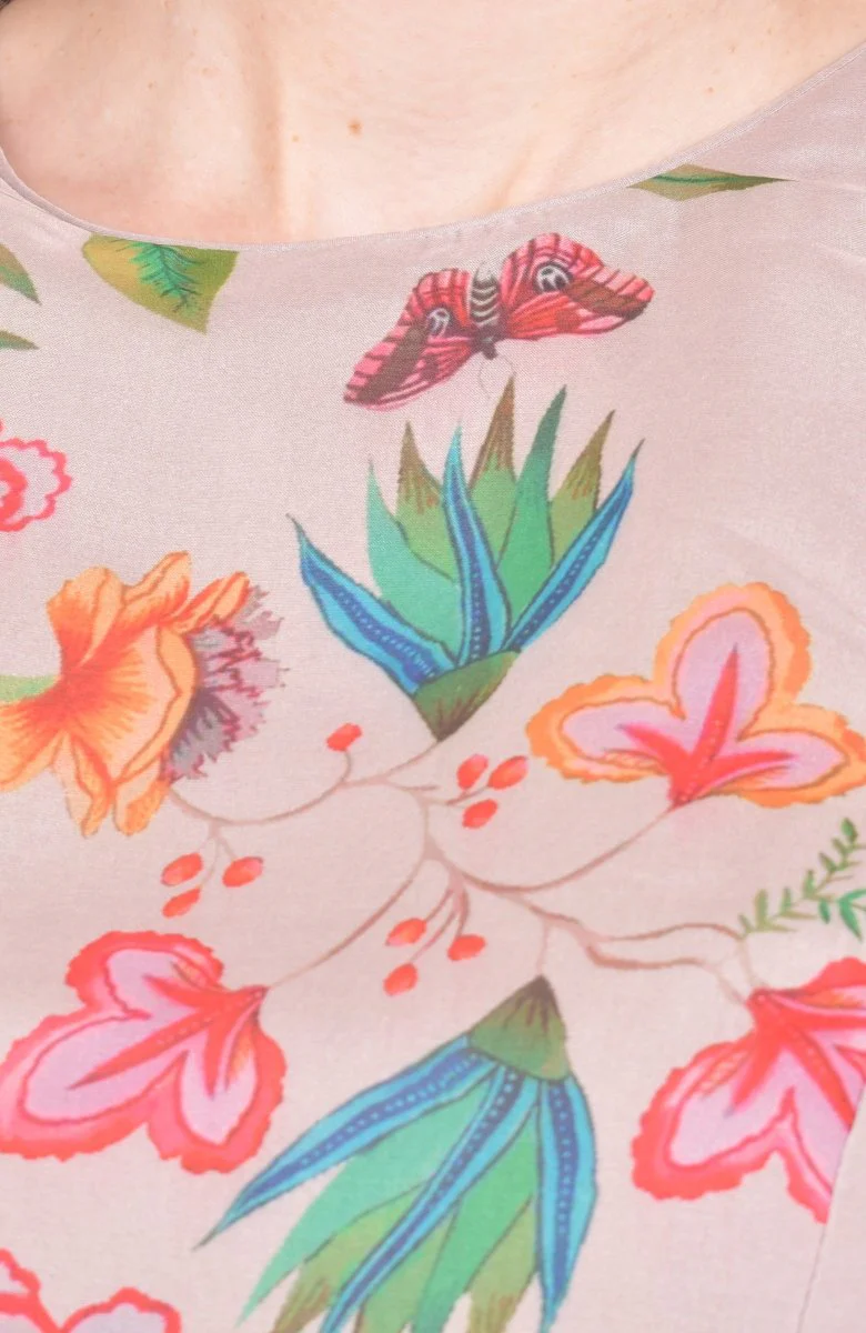Blush Floral Printed Organza Tiered Maxi Dress - Image 3
