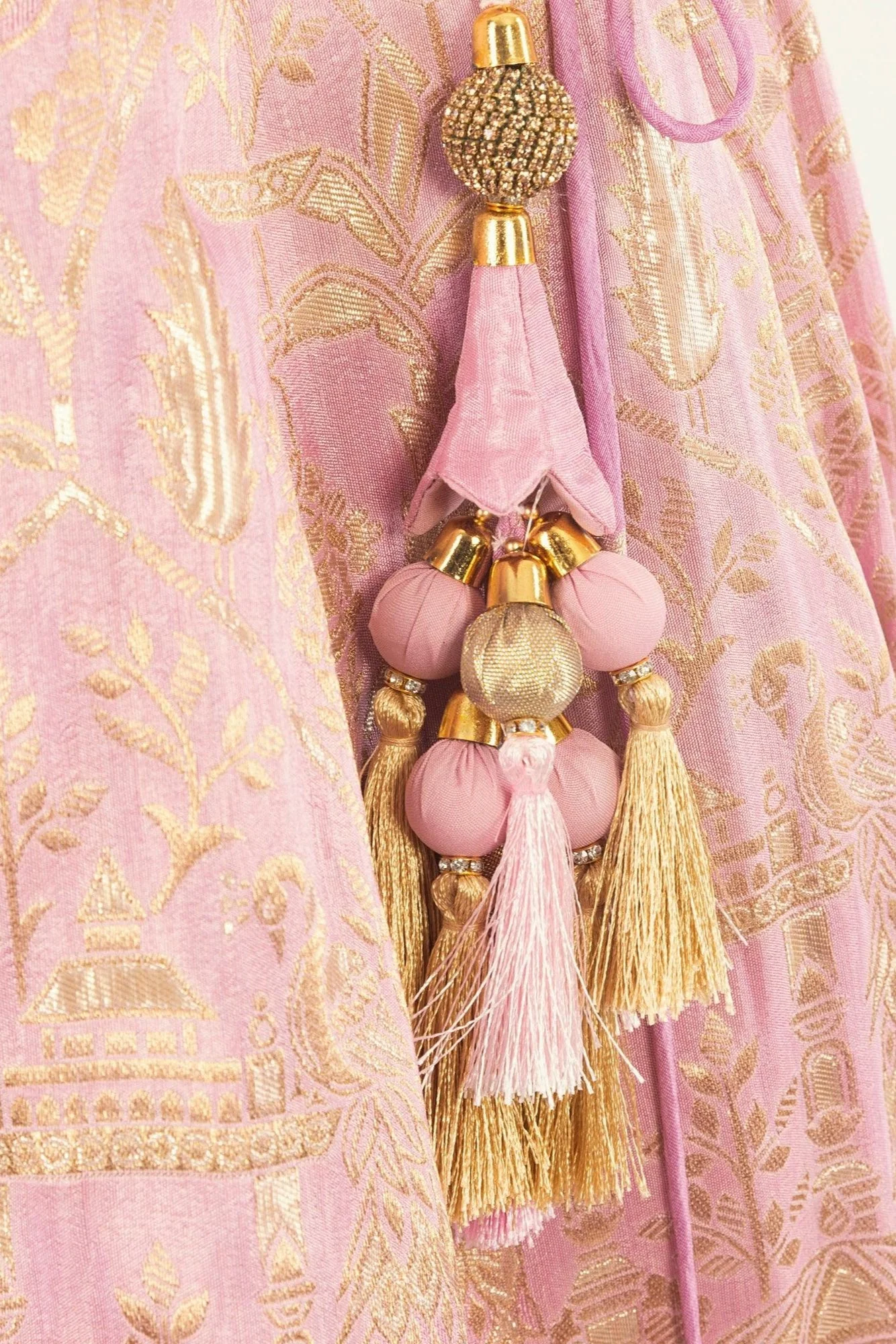 Pink Banarasi Silk Lehenga Choli Set - Image 7