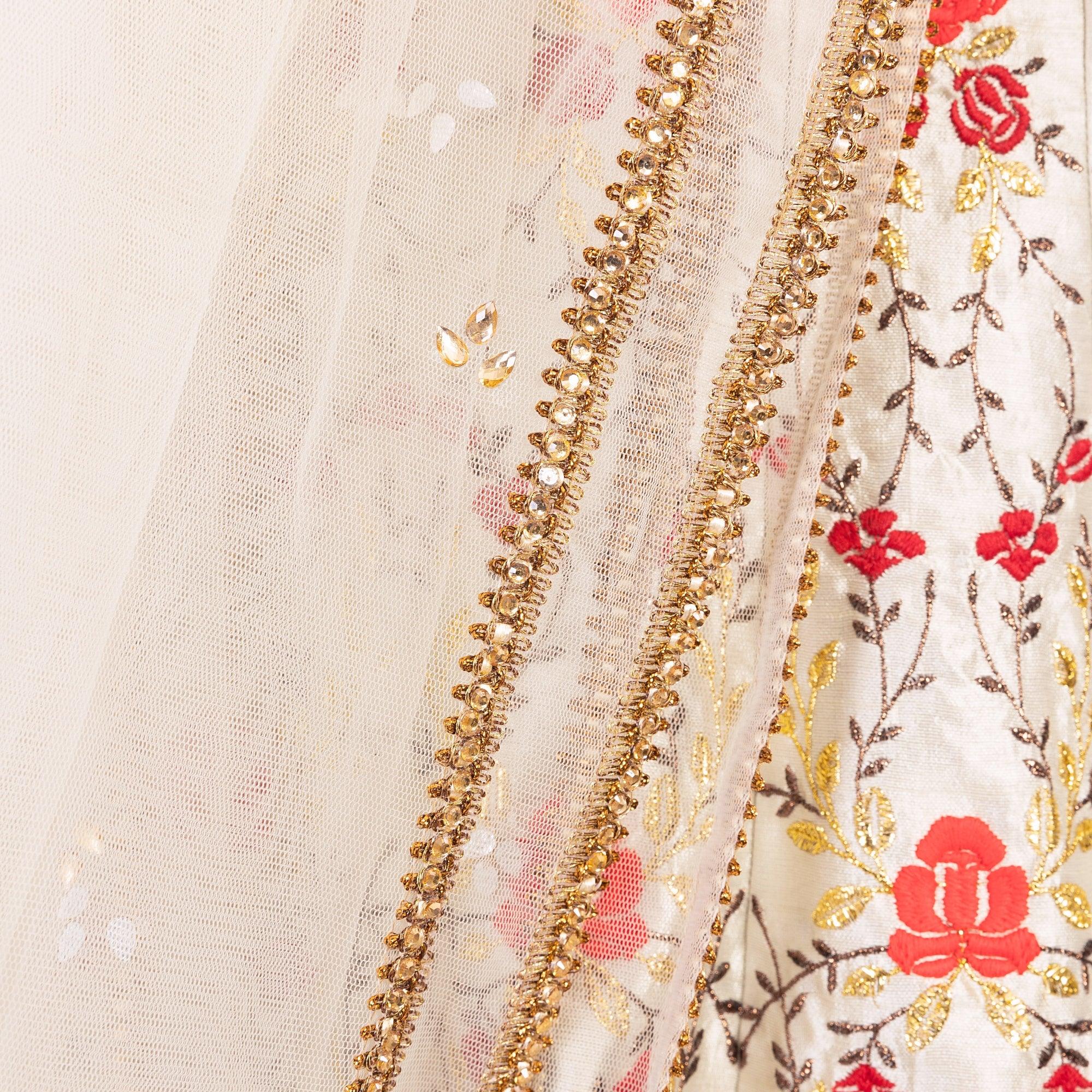 Grey Lehenga Choli Set with Embroidery - Image 10