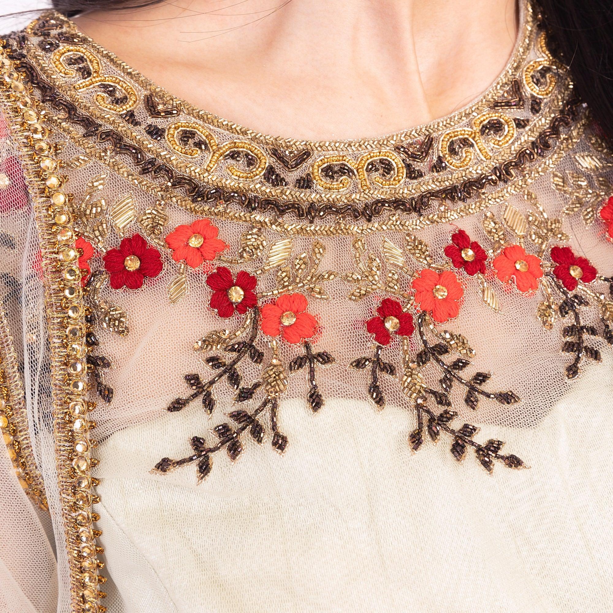 Grey Lehenga Choli Set with Embroidery - Image 11