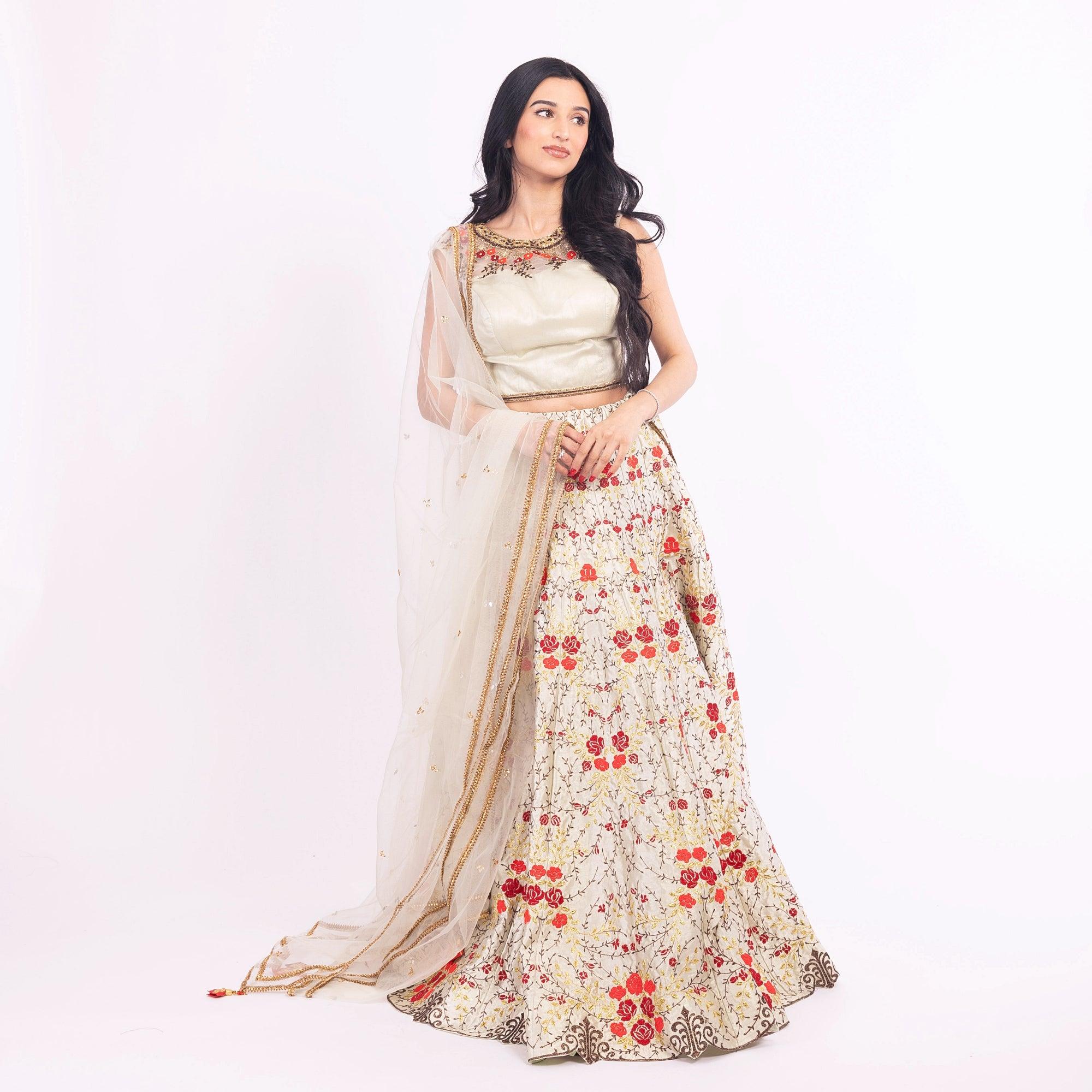 Grey Lehenga Choli Set with Embroidery - Image 7