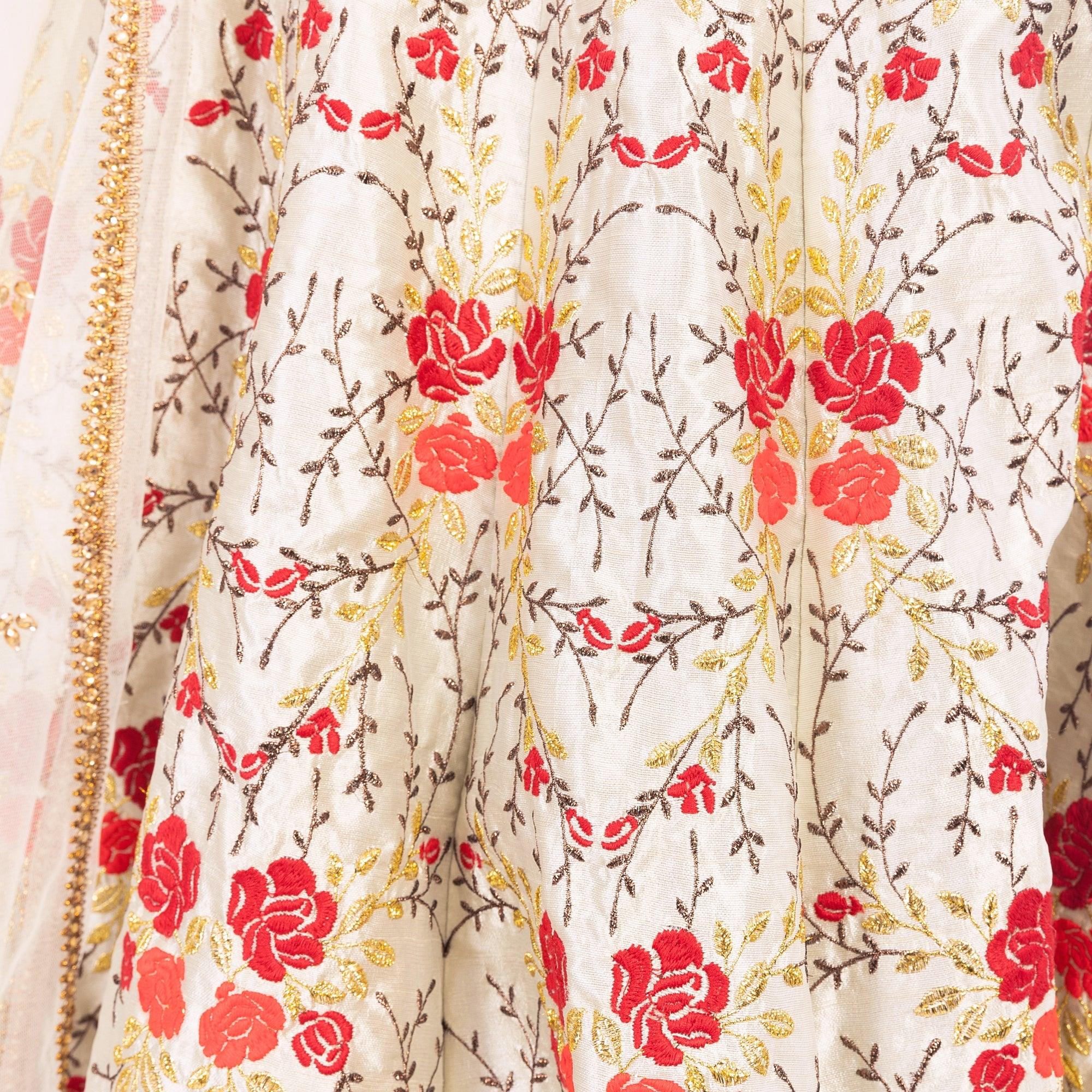 Grey Lehenga Choli Set with Embroidery - Image 9