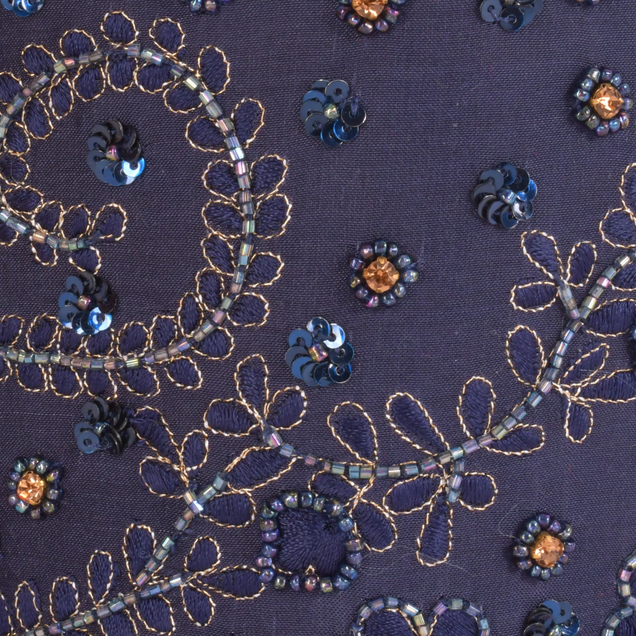 June Blue & Gold Embroidered Bucket Bag - Image 3