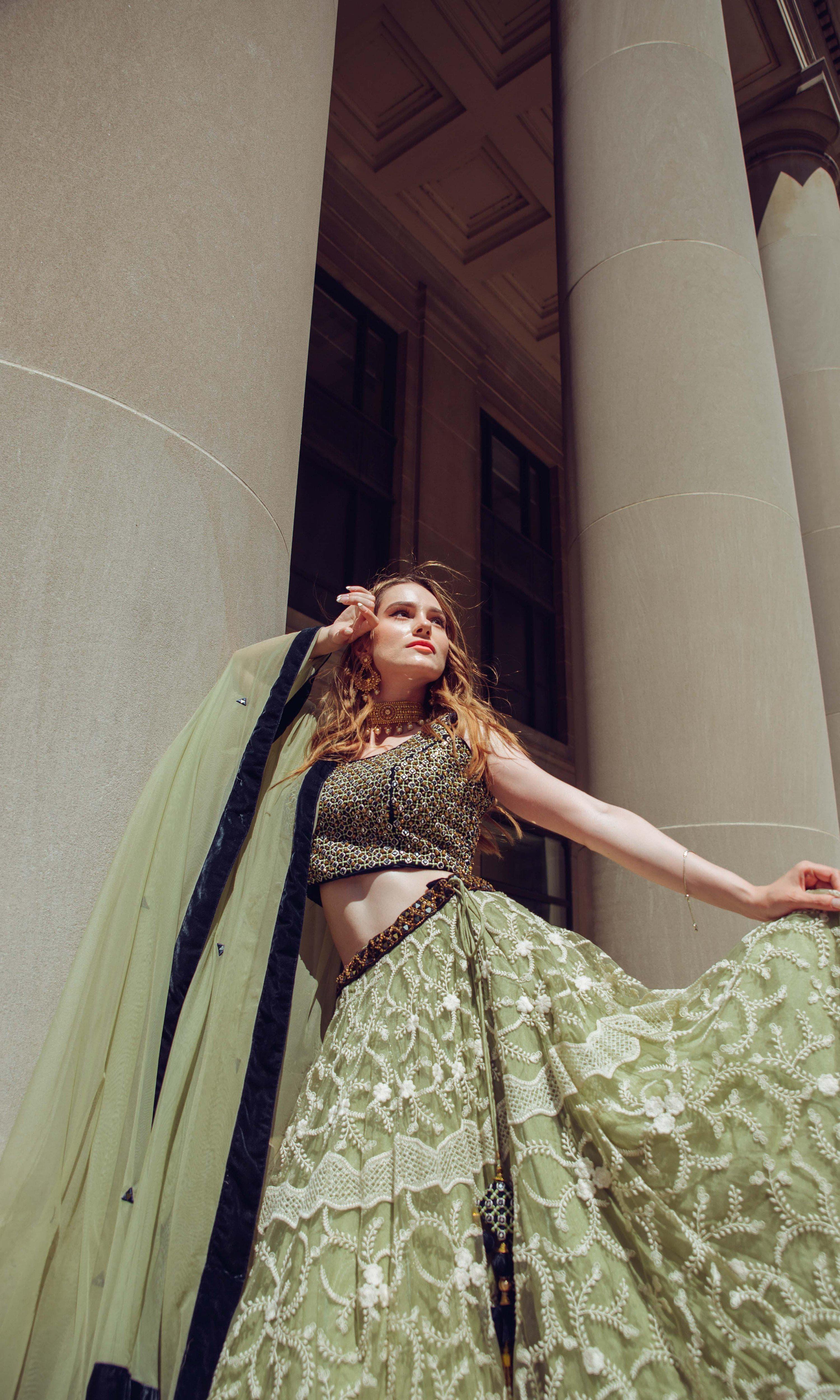 Pista Lehenga Choli with Heavy Embroidery - Image 4