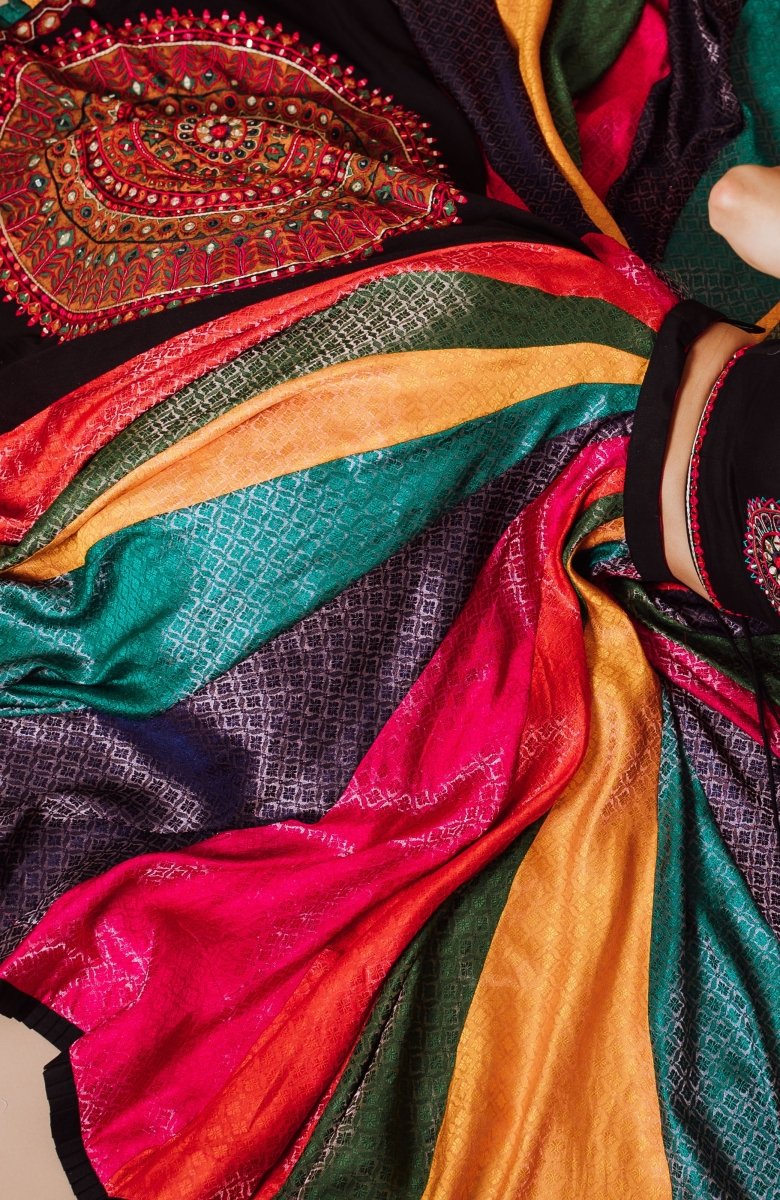 Multi Color Silk Chaniya Choli Set - Image 3