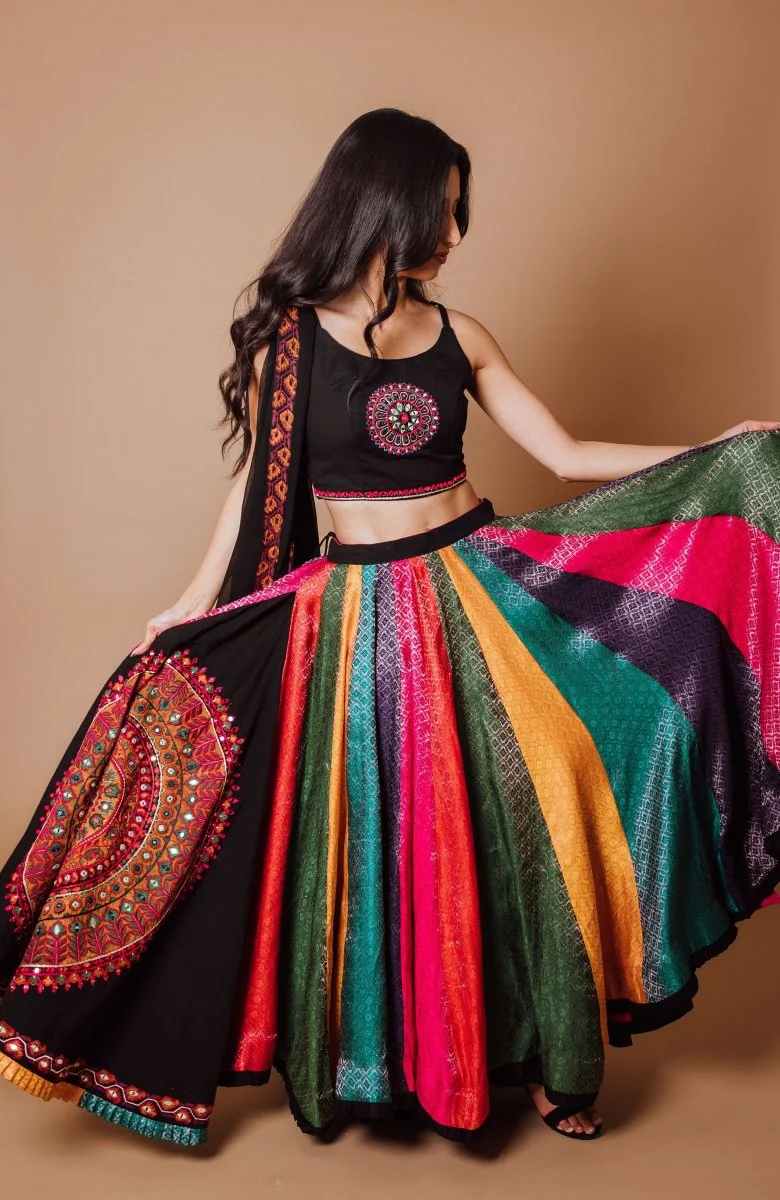Multi Color Silk Chaniya Choli Set - Image 4