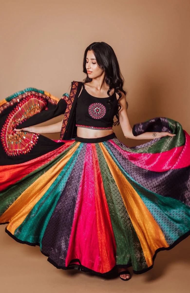 Multi Color Silk Chaniya Choli Set - Image 5