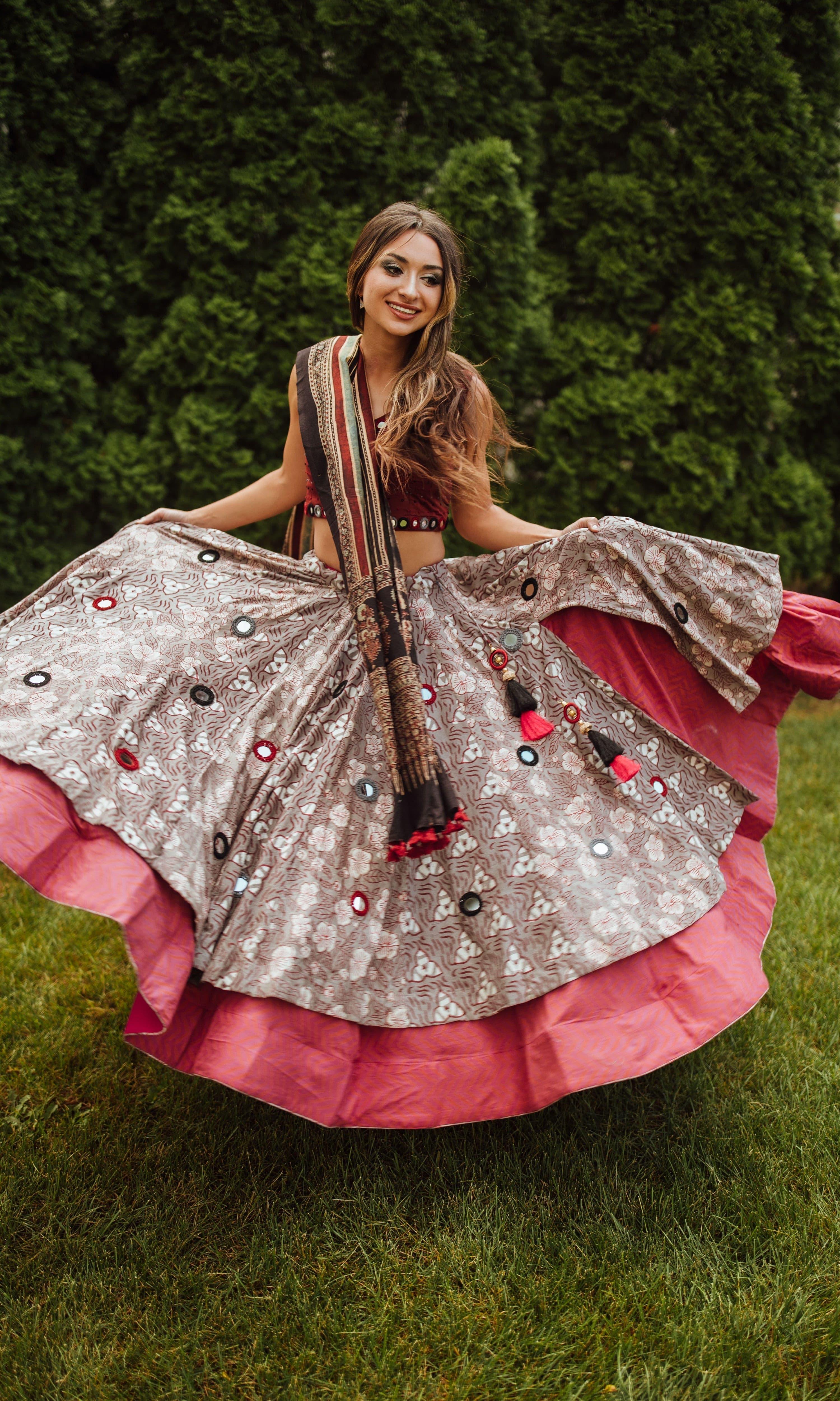 Hand Embroidered Multicolor Chaniya Choli Set - Image 4