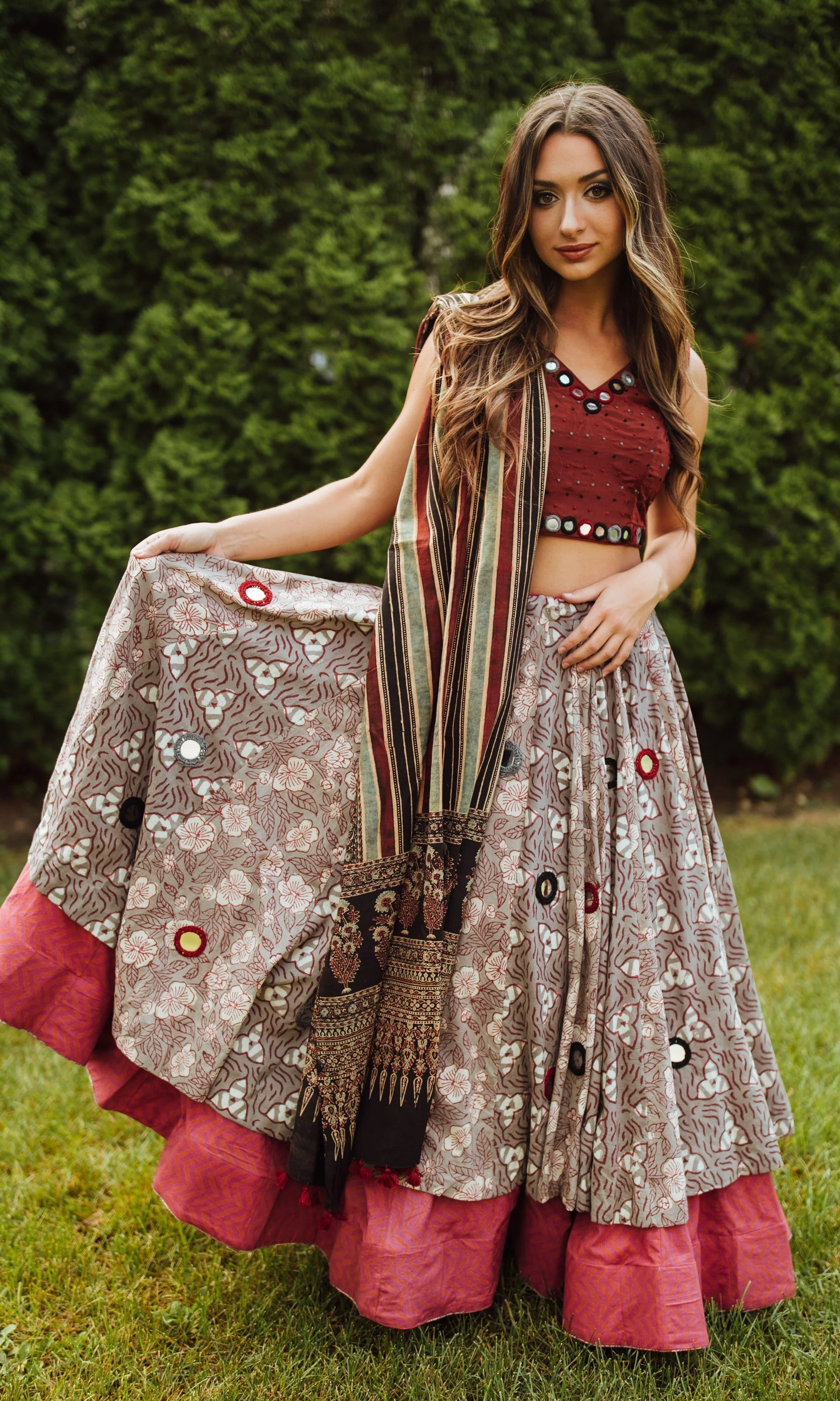 Hand Embroidered Multicolor Chaniya Choli Set - Image 5
