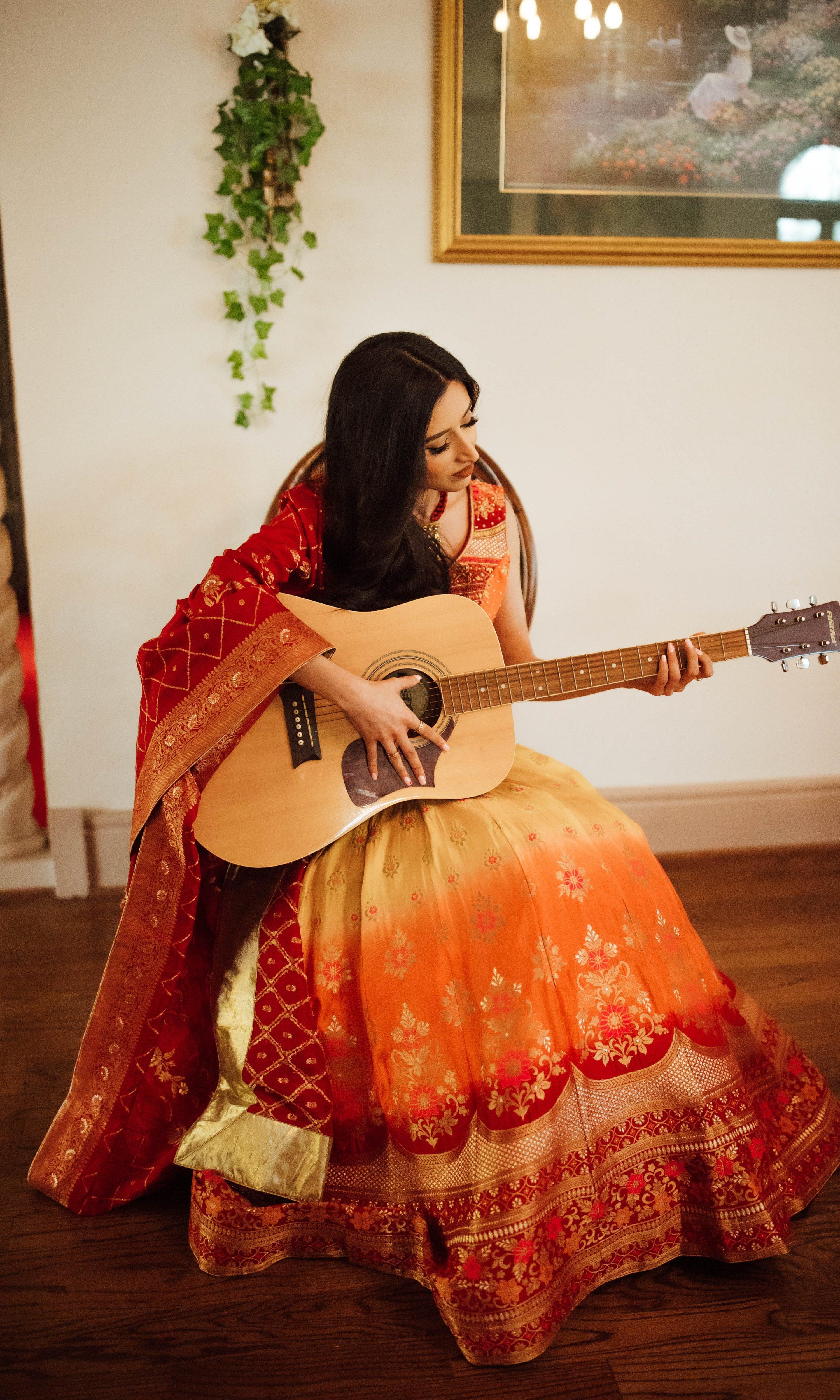Yellow Lehenga Choli Set with Hand Embroidered Blouse - Image 3