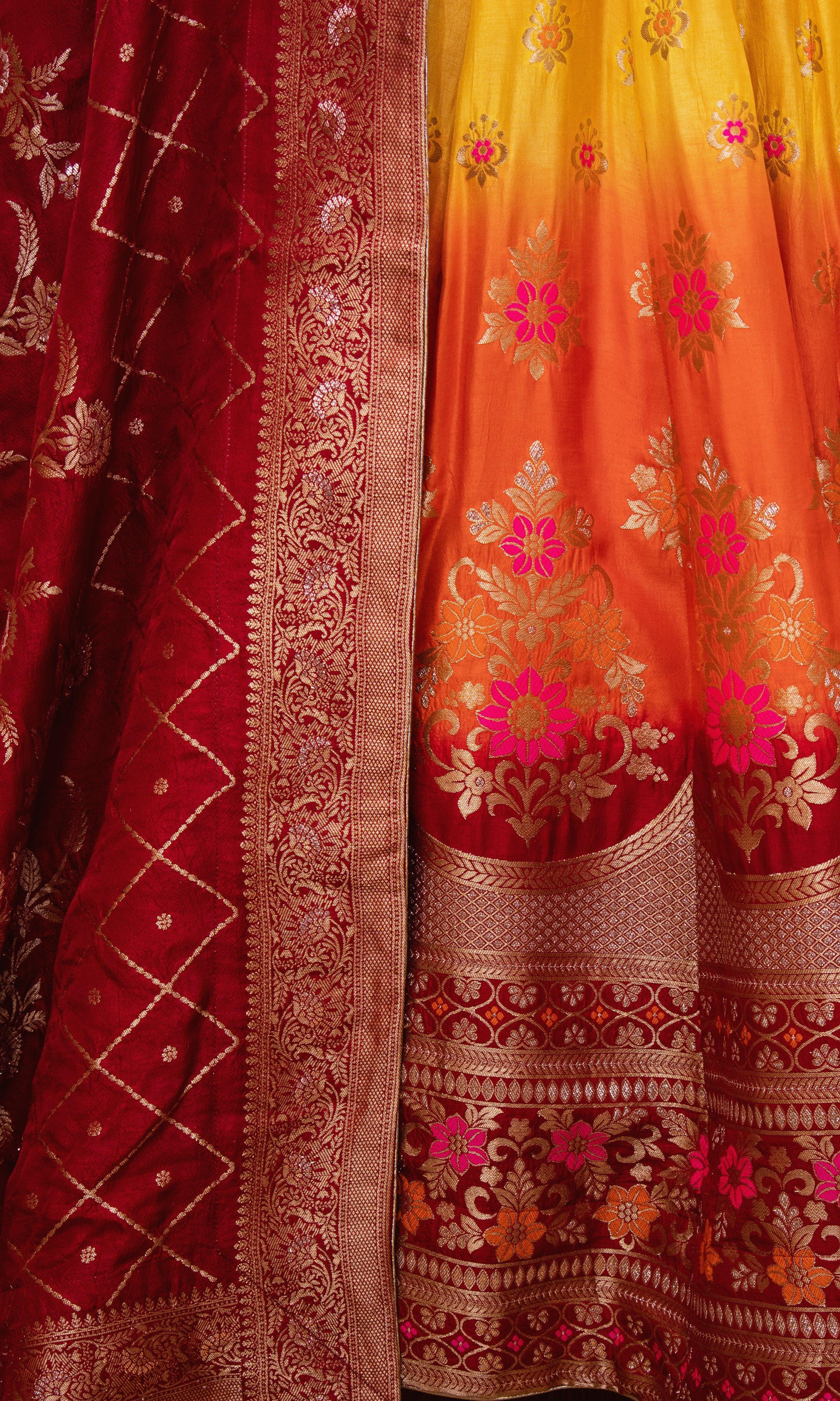 Yellow Lehenga Choli Set with Hand Embroidered Blouse - Image 6