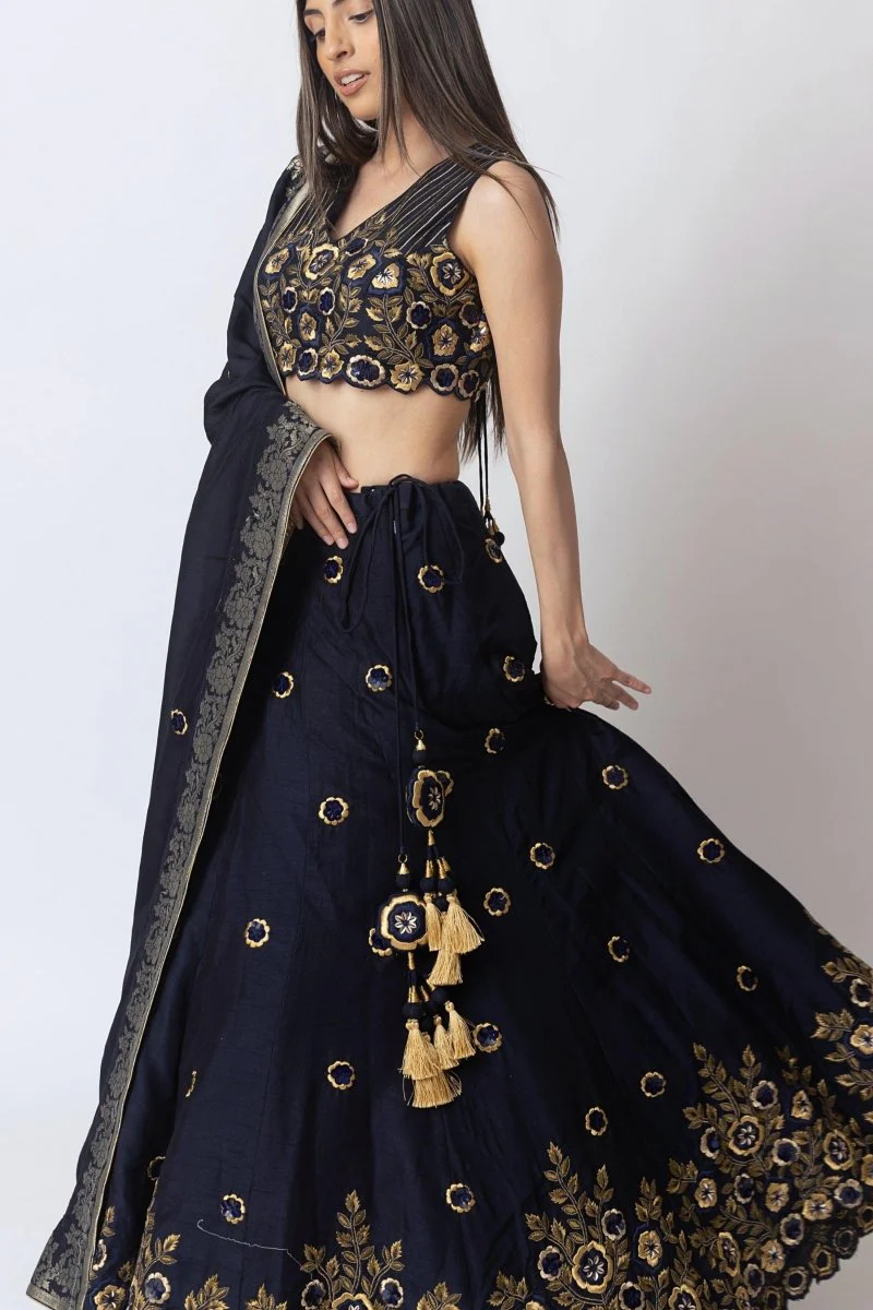 Glitz & Glam Navy Lehenga Choli Set - Image 5