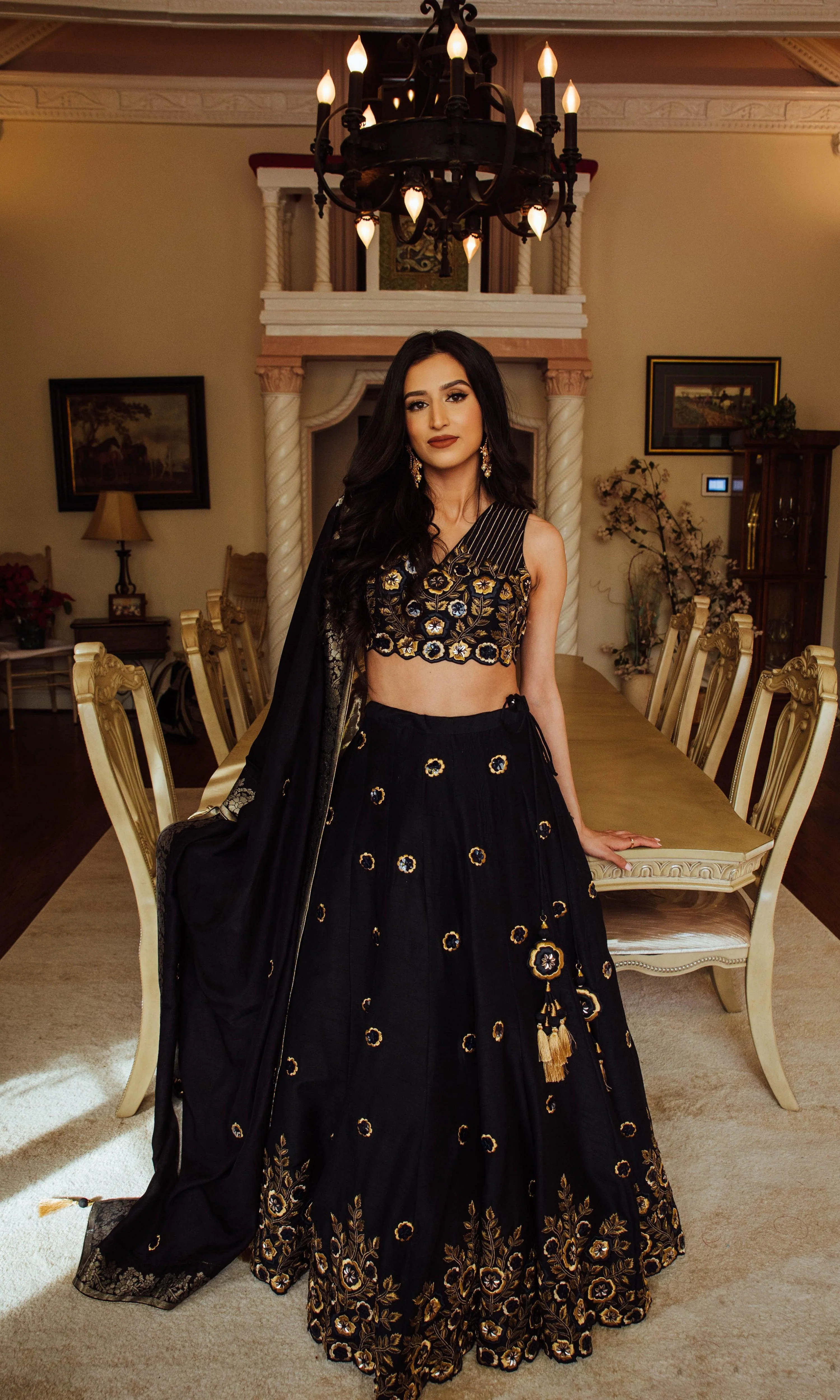 Glitz & Glam Navy Lehenga Choli Set - Image 7