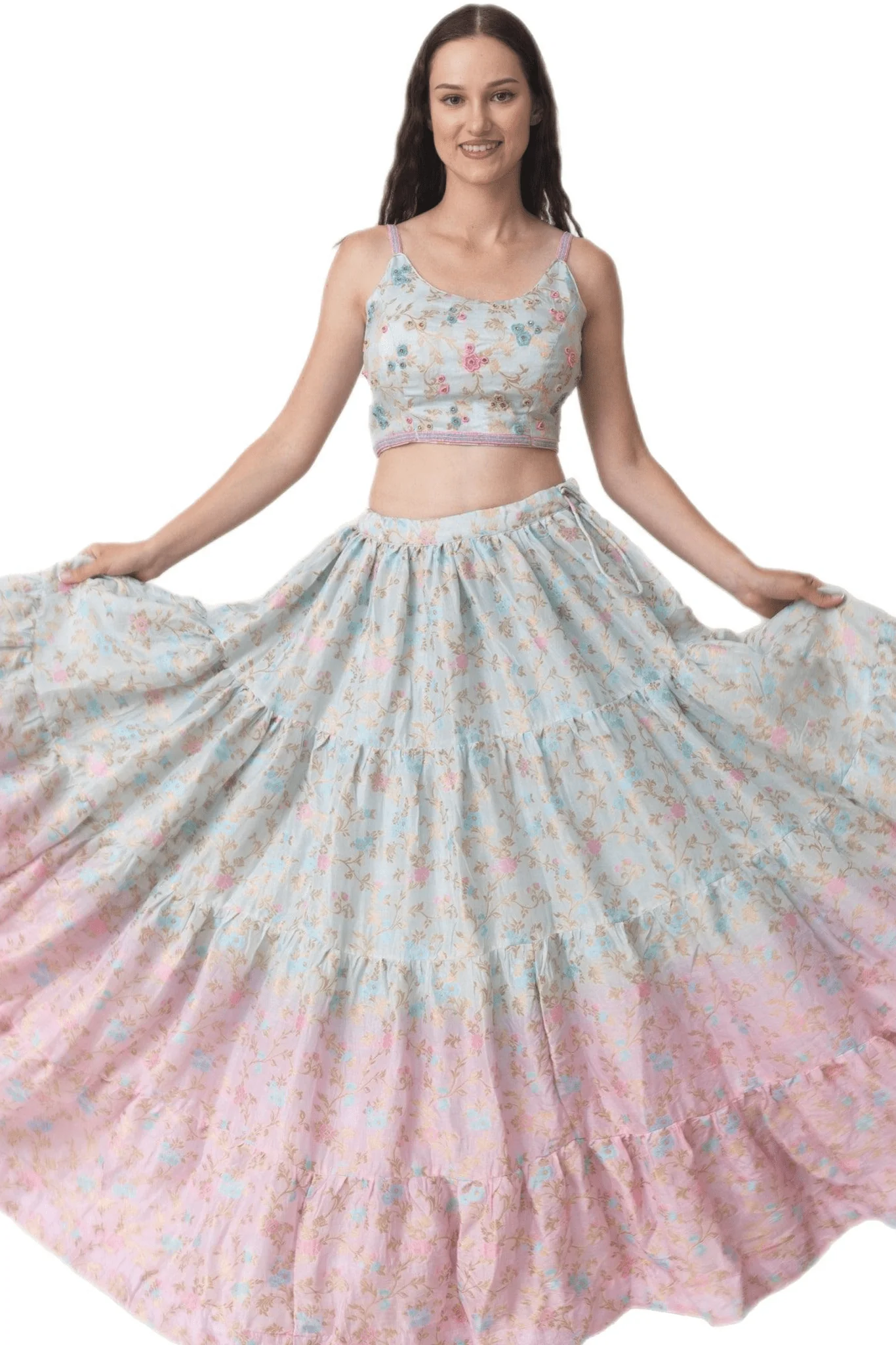 Banarasi Silk Tie Dye Lehenga with Hand Embroidered Blouse - Image 6