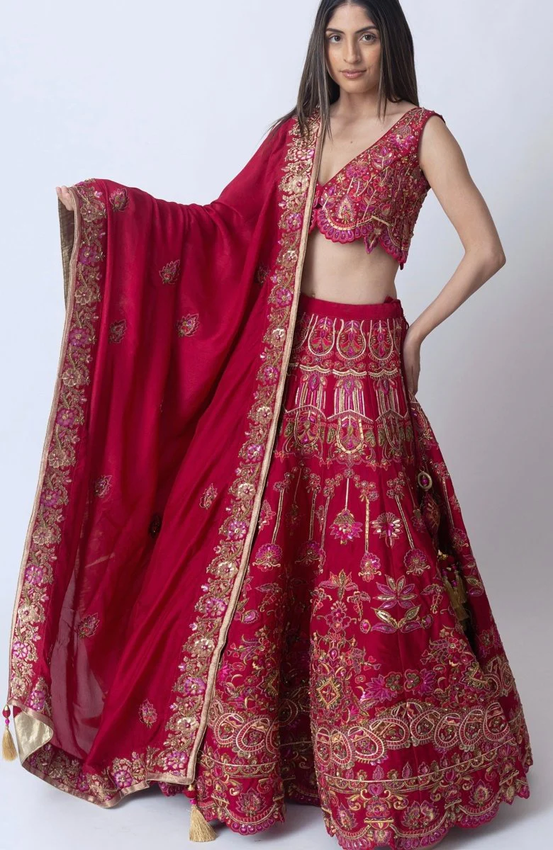 Regal Bridal Magenta Lehenga Choli Set - Image 4