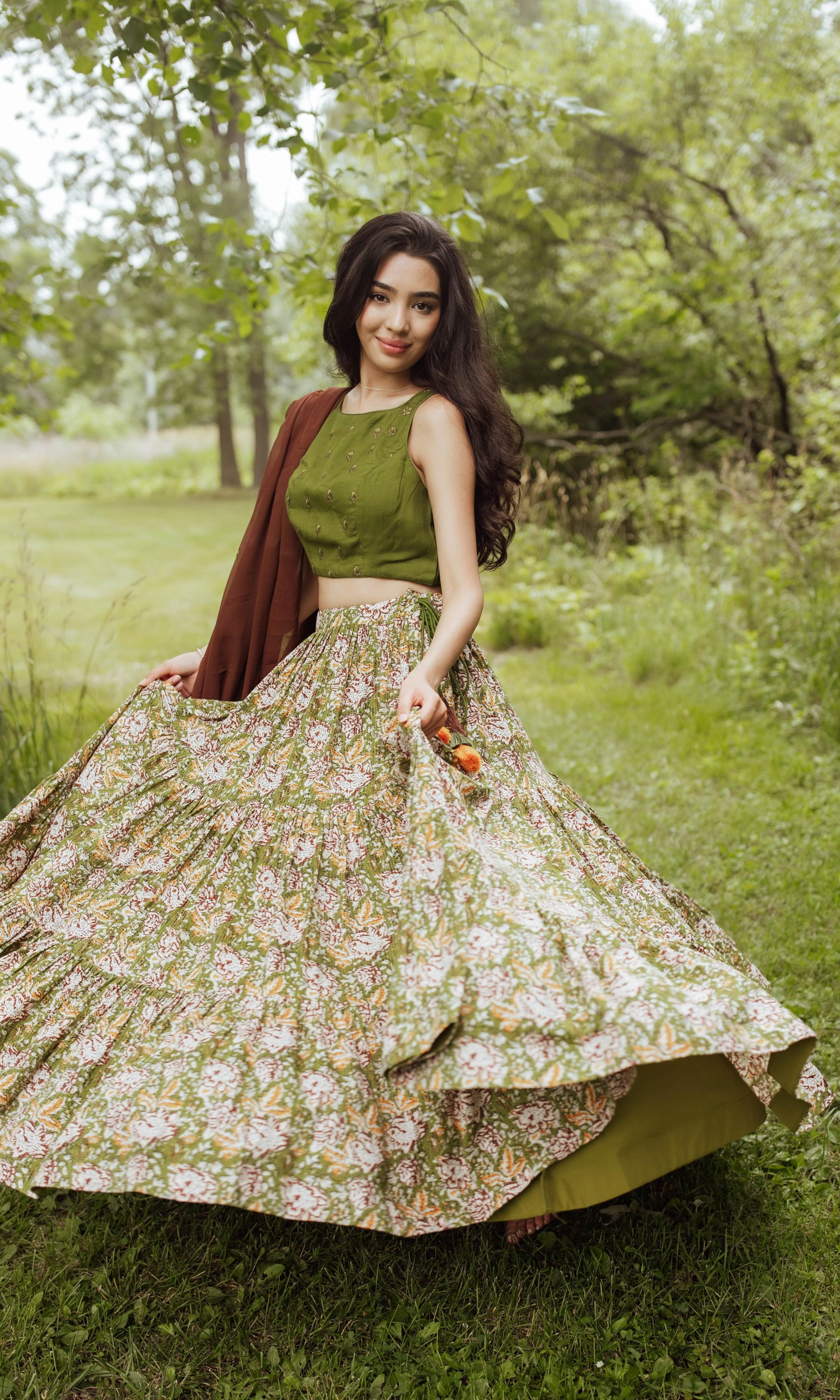 Forest Green Full Flare Chaniya Choli Set